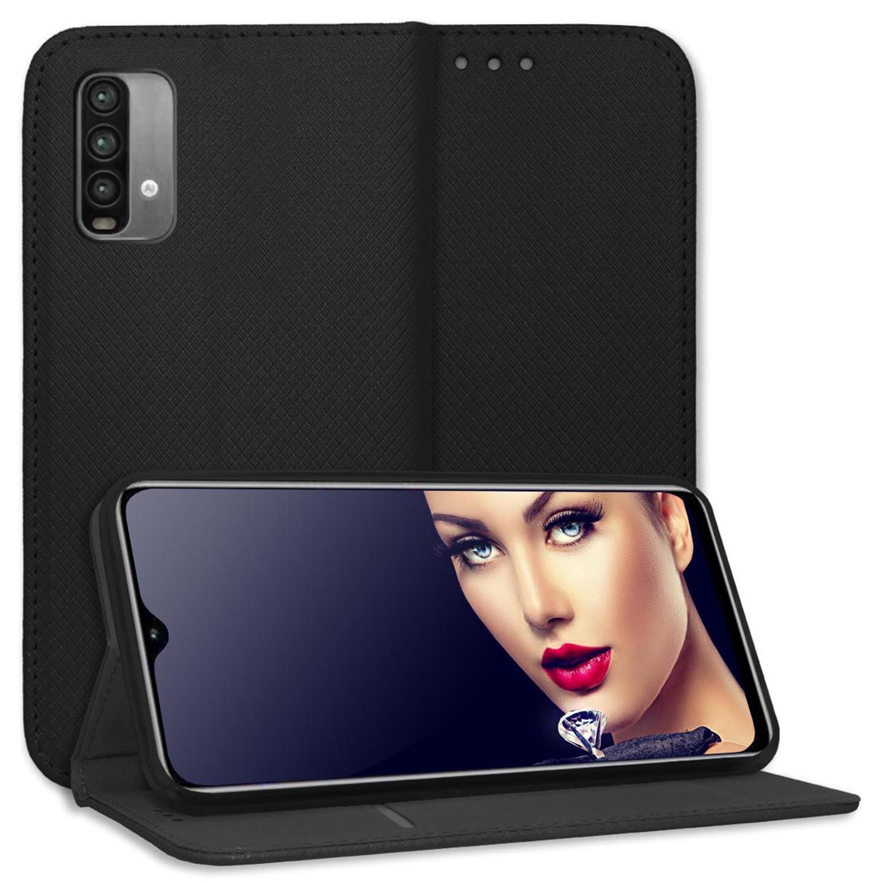 mtb more energy Smartphone-Hülle Smart Magnet für Xiaomi Redmi Note 9 4G/Redmi 9T, Schwarz, Bookstyle Klapphülle Cover Wallet Case aus Kunstleder