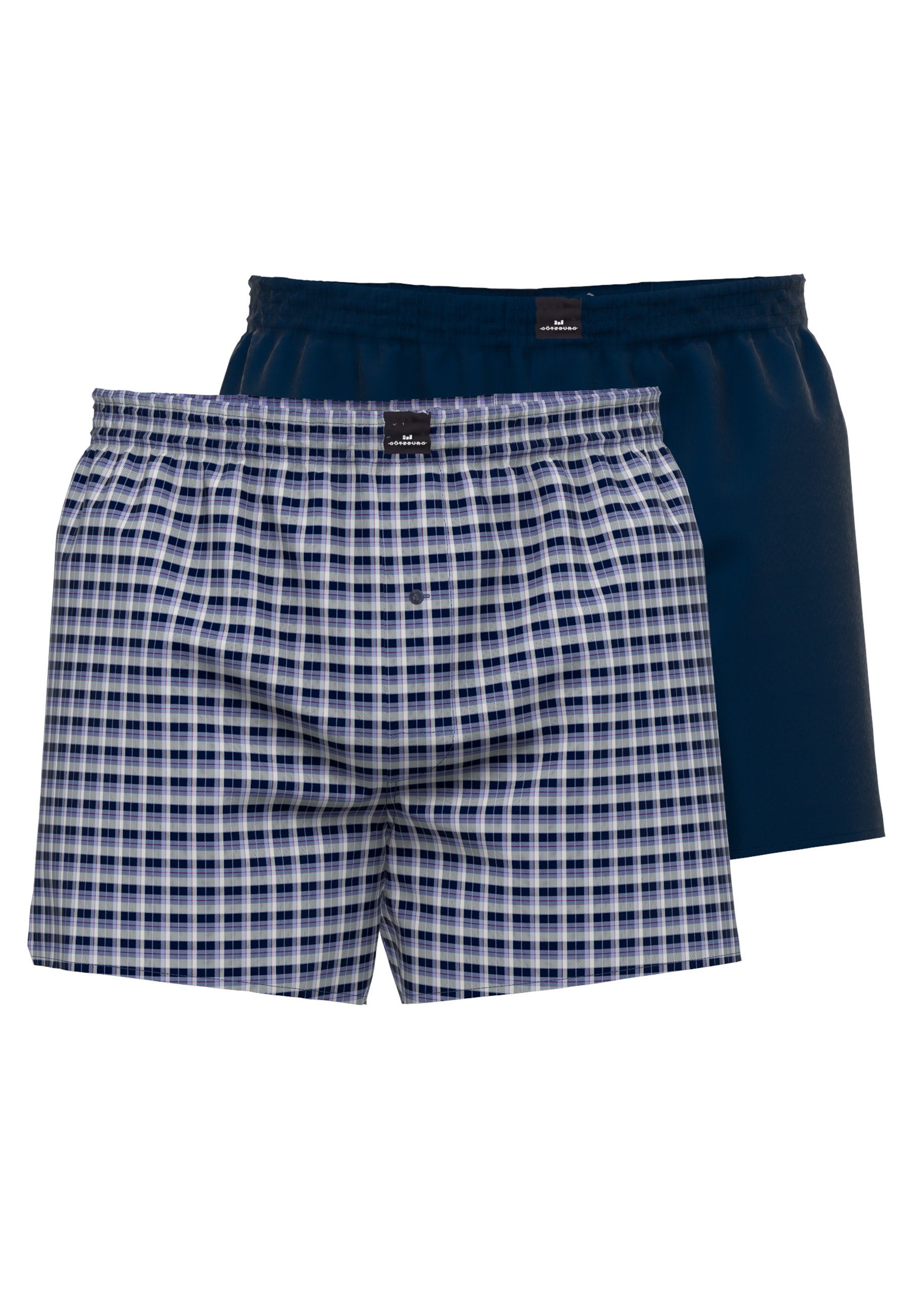 Boxershorts GÖTZBURG Herren Boxershort blau kariert 2er Pack