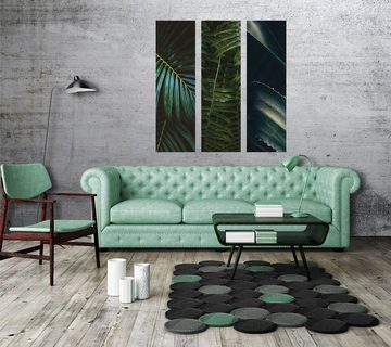 Wallarena Leinwandbild Blätter Monstera Grün Wohnzimmer Schlafzimmer Wandbild Modern, Natur (Set 3 teilig, 3 St), Wandbilder Leinwandbilder Leinwand Bilder Bild Groß Aufhängefertig