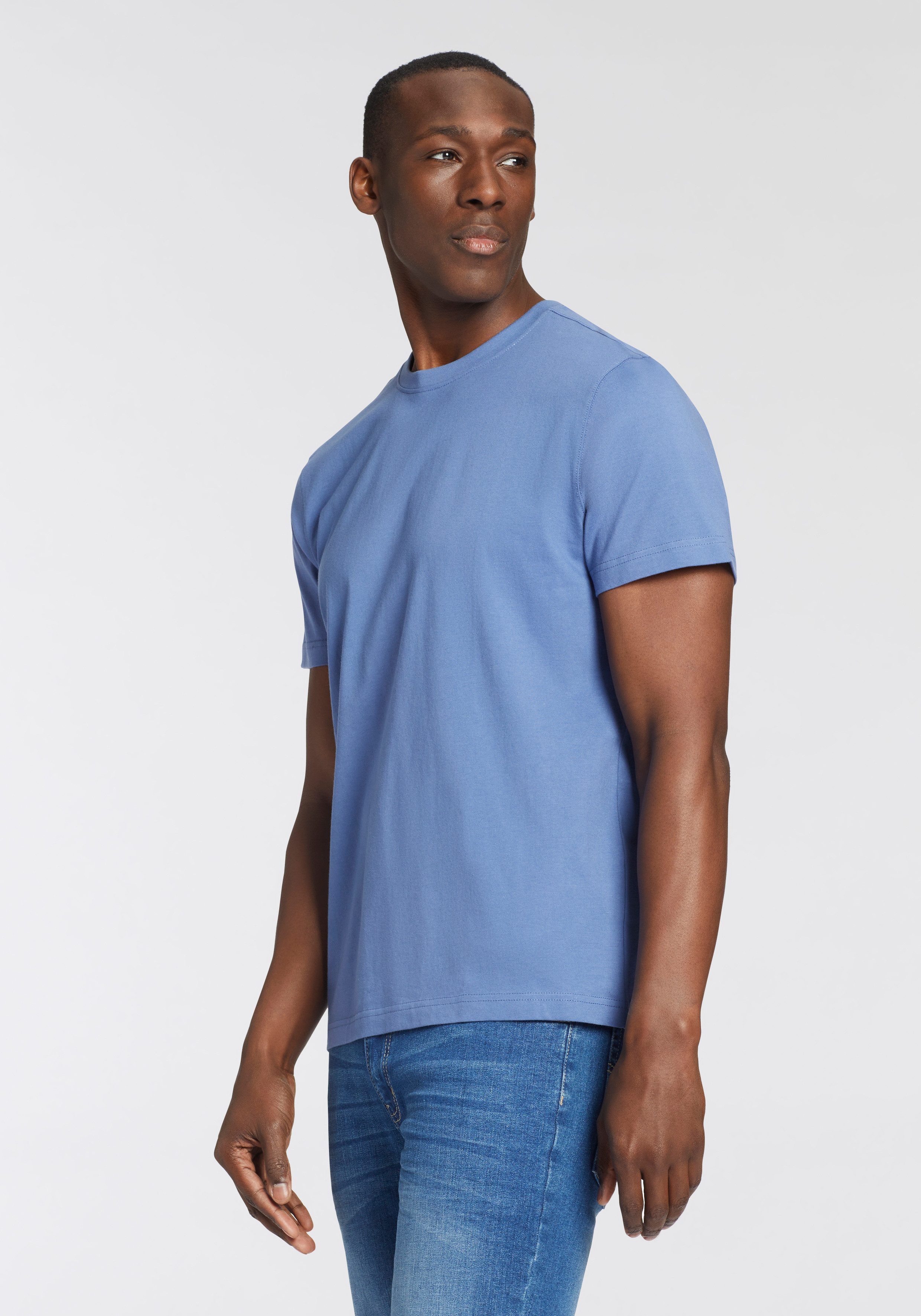 Man's World T-Shirt neue Farben! (3er-Pack) Kurzarm, unifarben, Rundhals, aus Baumwolle