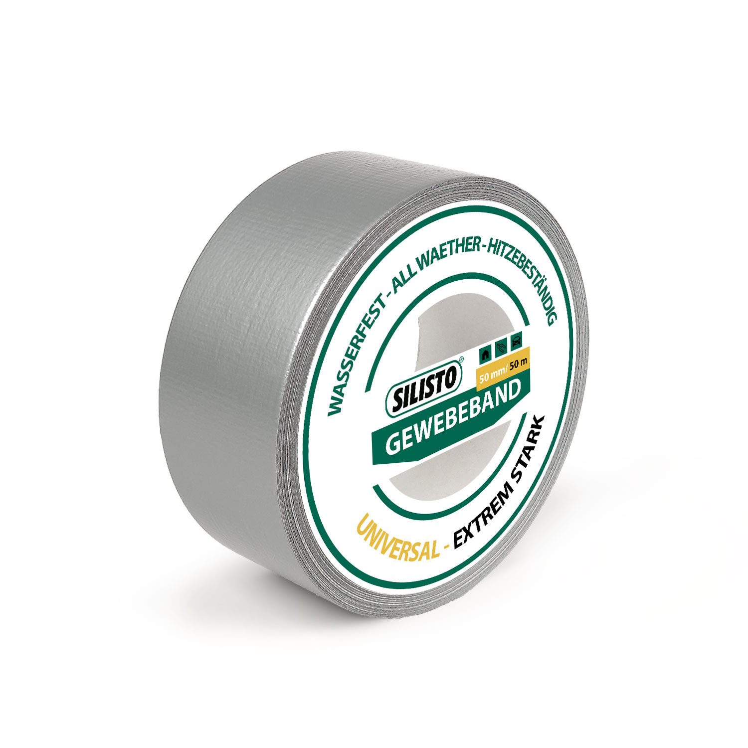 Silisto Klebeband Gewebeband Silber 50mm x 50m extrem reißfest, innen & außen bis 65°C