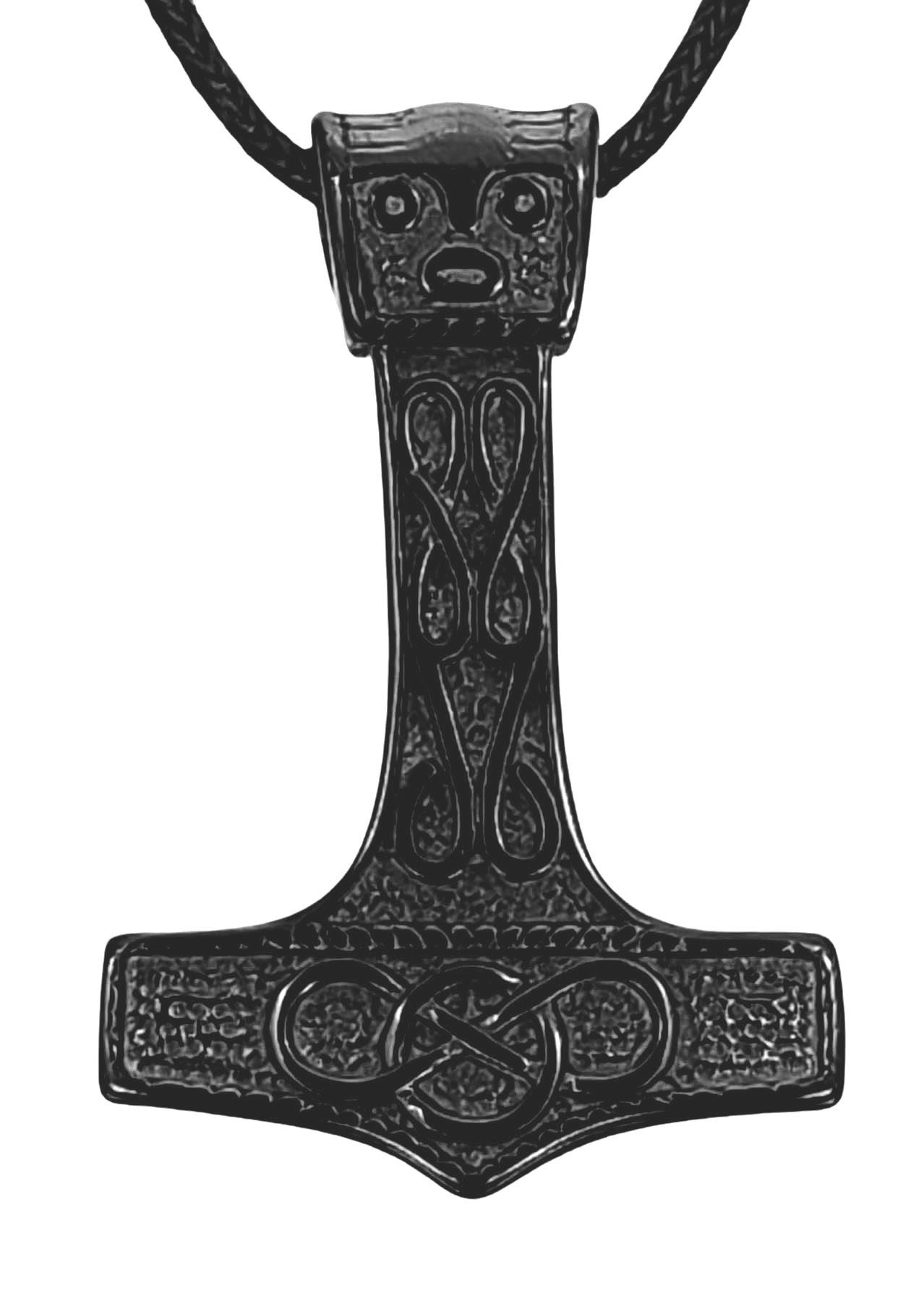 Kiss of Leather Kettenanhänger Thorshammer schwarz Thor Hammer Thors Odin Anhänger aus Edelstahl