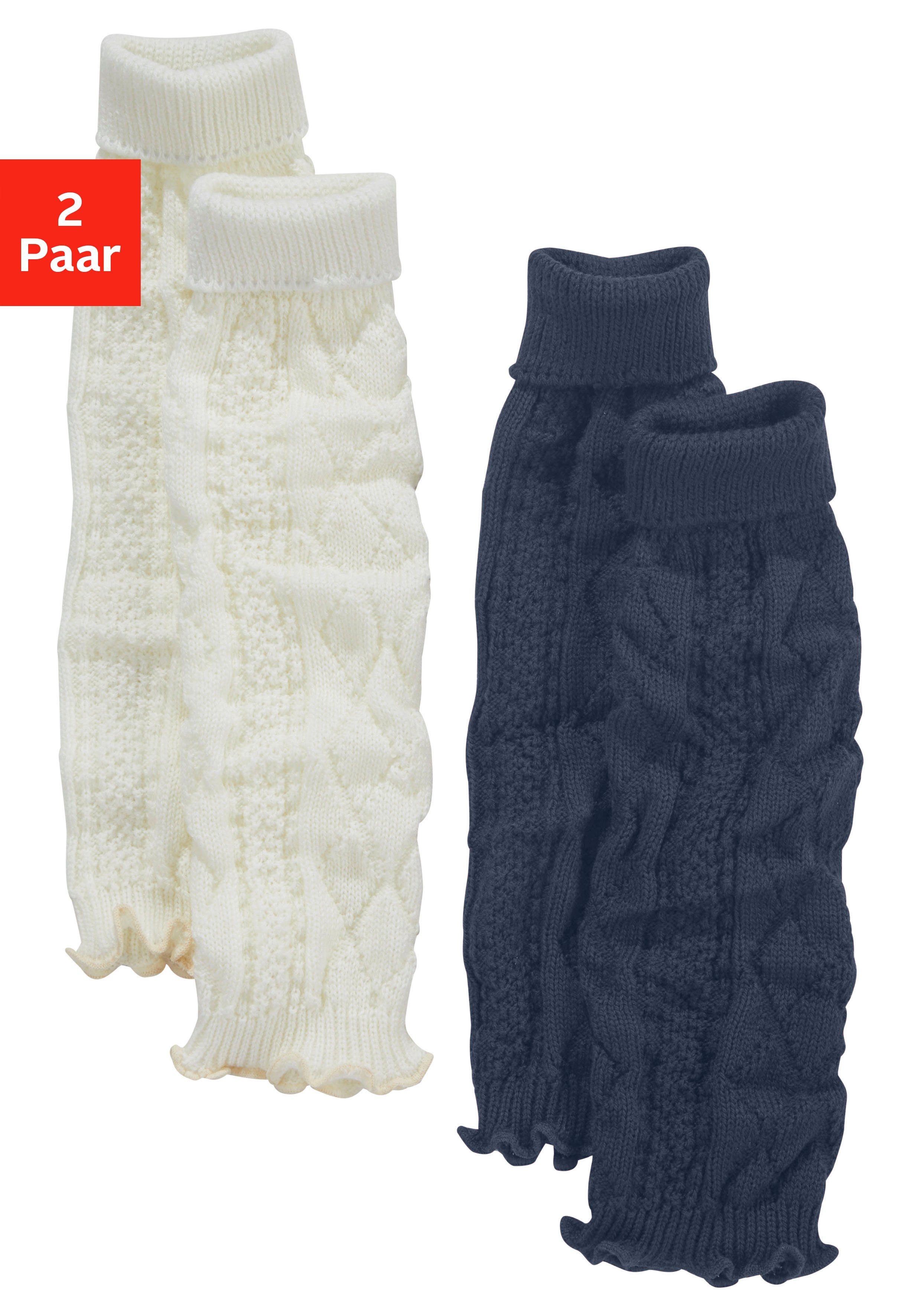 Lavana Stulpensocken gestrickte Beinstulpen, Beinwärmer für Ballett, Tanz und Sport (Packung, 2-Paar) mit Zopfstrickmuster