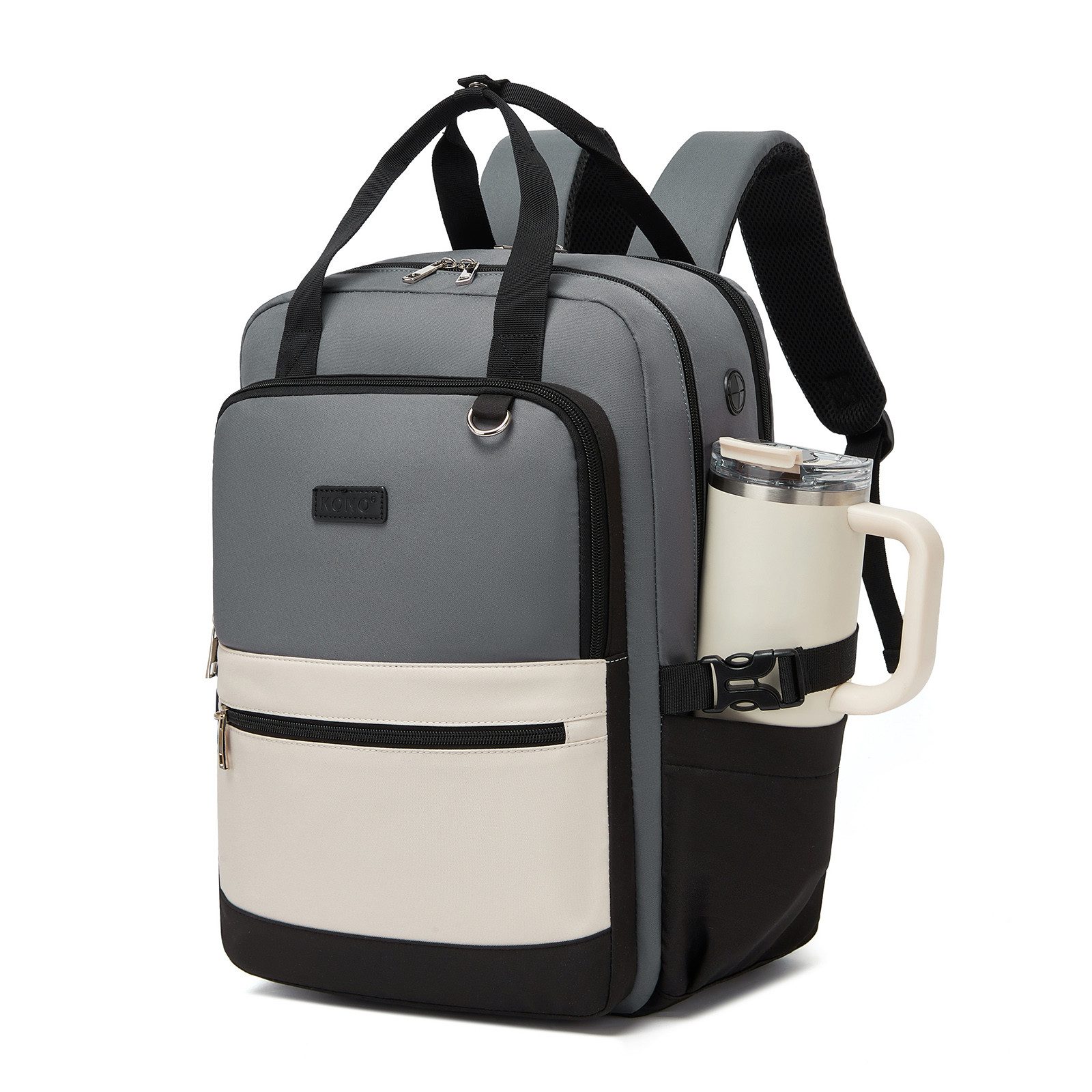 KONO Rucksack für Damen – Wasserdichter 2-in-1-Laptoprucksack, 15,6 Zoll