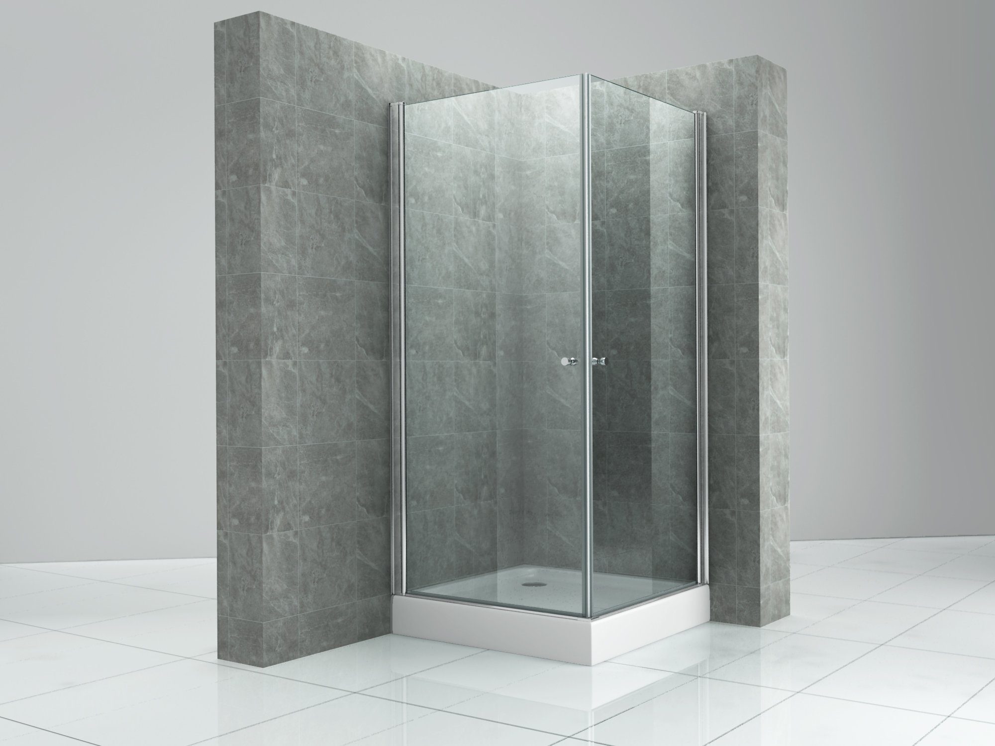 Fischer und Adamek Eckdusche Duschkabine EckDuschabtrennung 14 cm Duschtasse Pendeltür, BxT: 80x80 cm, Gestreift