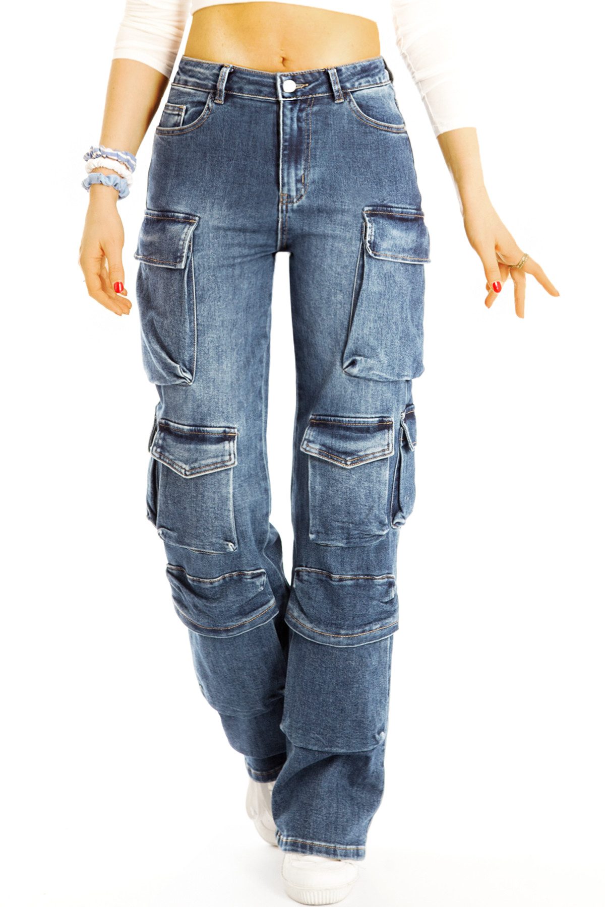 be styled Cargojeans Weite Cargo Jeanshose mit aufgesetzten Taschen - Damen - j31L-3 mit aufgesetzten Taschen