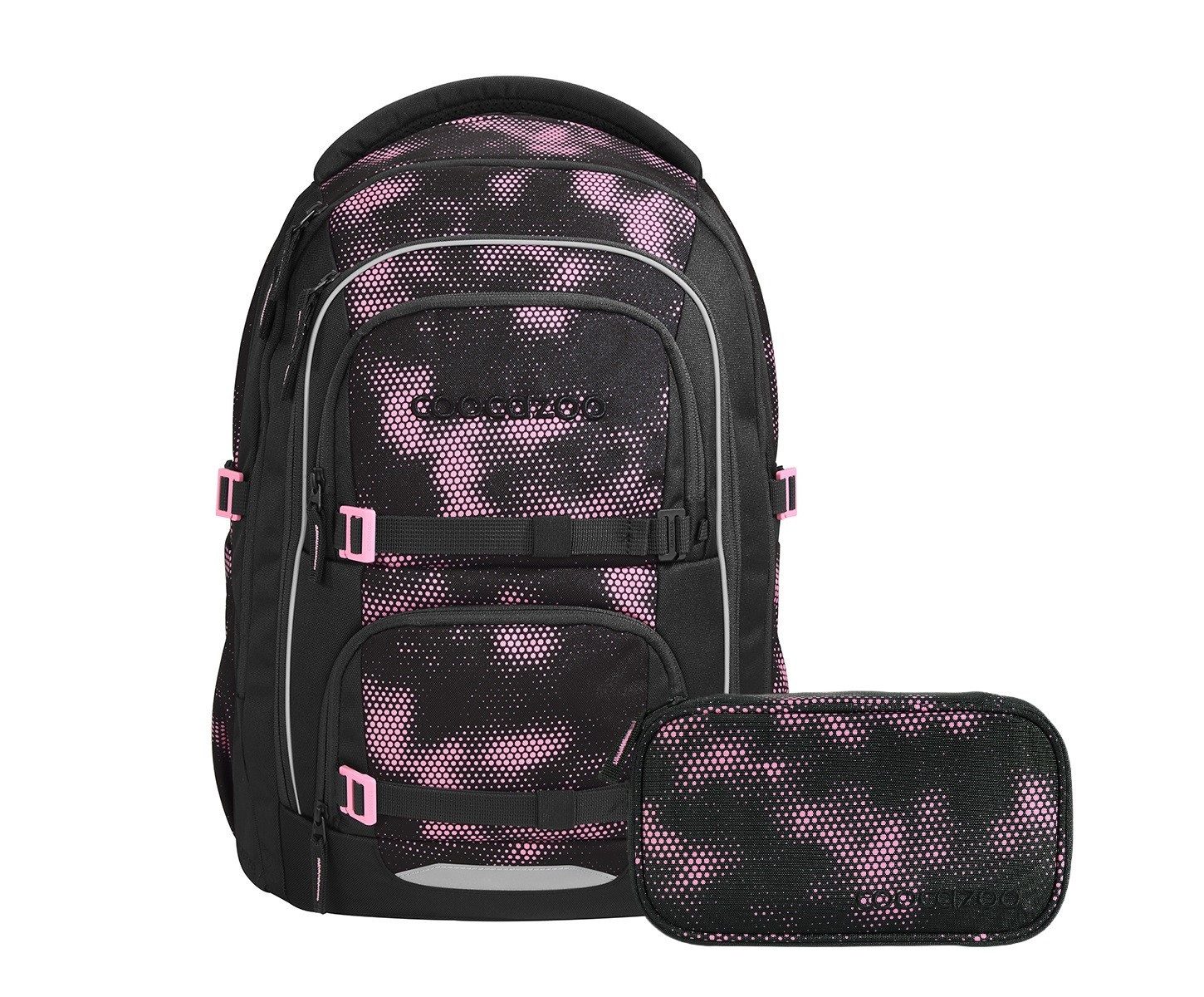 coocazoo Schulranzen Schulrucksack-Set PORTER, Pink Illusion 2-teilig (2-teilig), ergonomisch, Körpergröße: 135 - 180 cm, Easy-Grow-System
