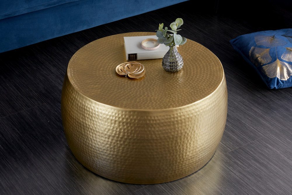 riess-ambiente Couchtisch ORIENT III Ø60cm gold (Einzelartikel, 1-St), Wohnzimmer · rund · Metall · Hammerschlag Design · handmade