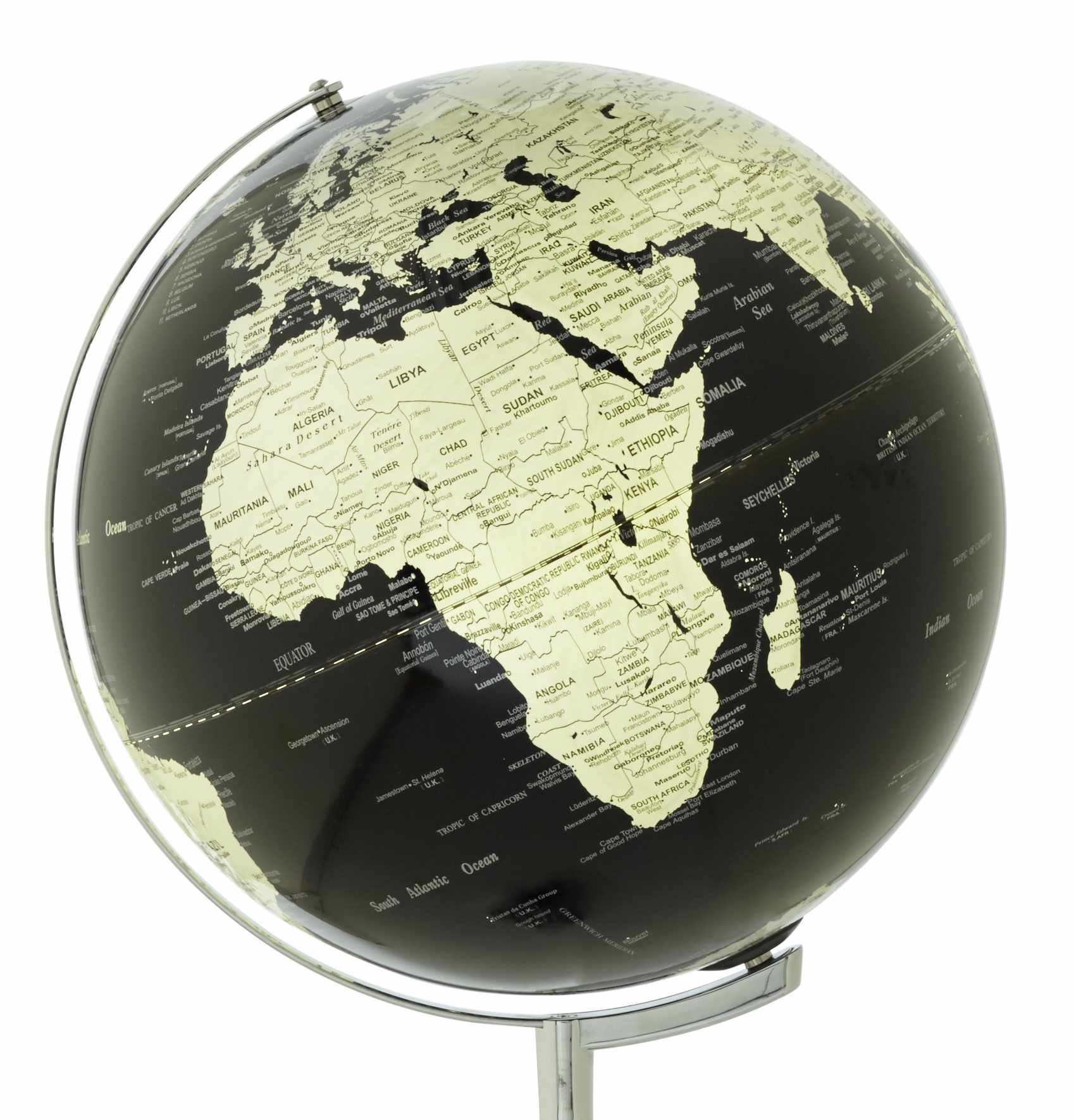 emform® Globus Standglobus 43cm beleuchtet Sojus Black, schwarz, politisch, drehbar um 1 Achse