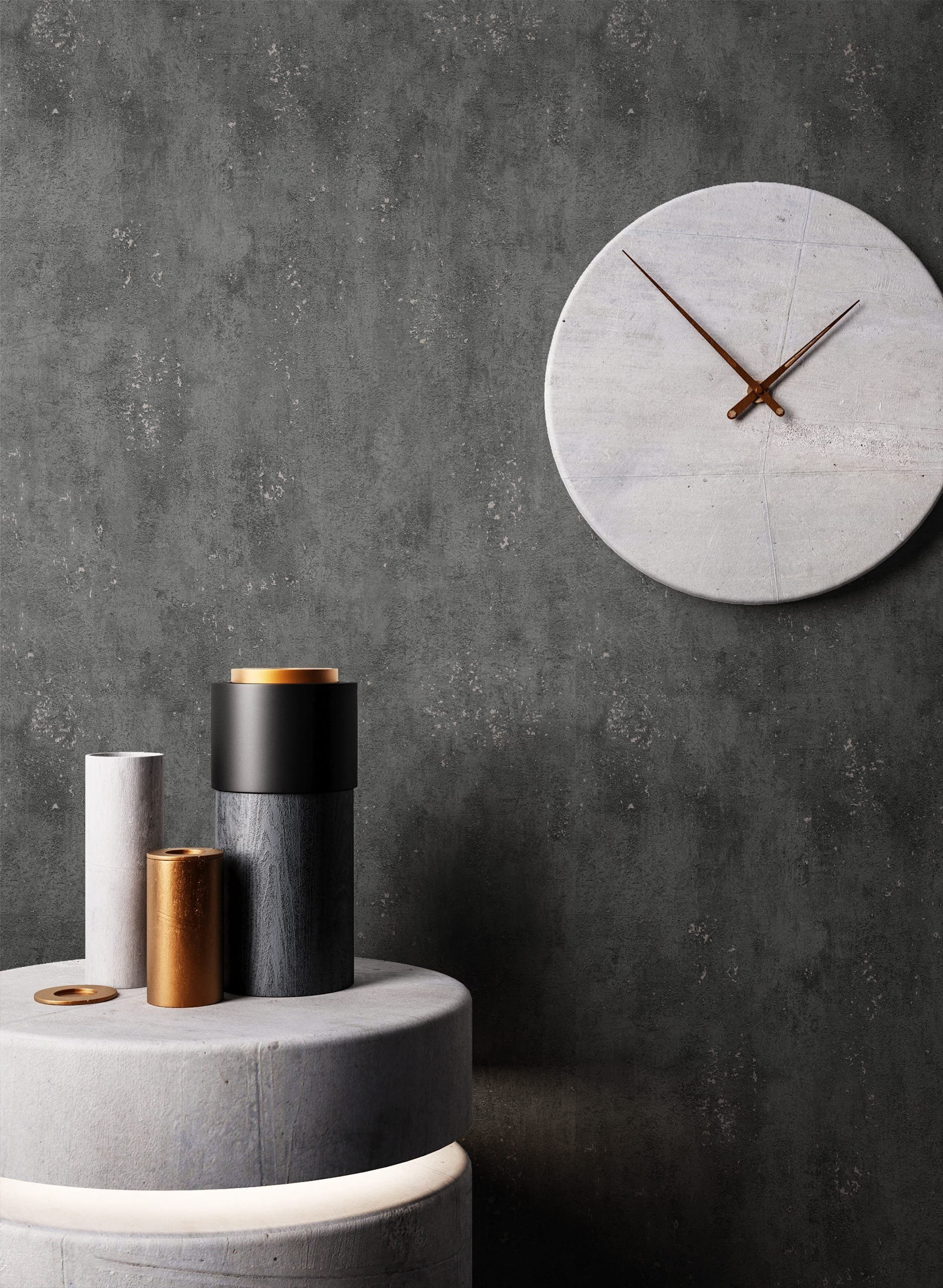 Newroom Vliestapete Perseus Dusty Midnight Tapete Betontapete Beton,Zement,Glanz, Schwarz Tapete Modern Beton - Betonwand Betonoptik Silber Uni Industrial Zemen – Bild 3 von 3
