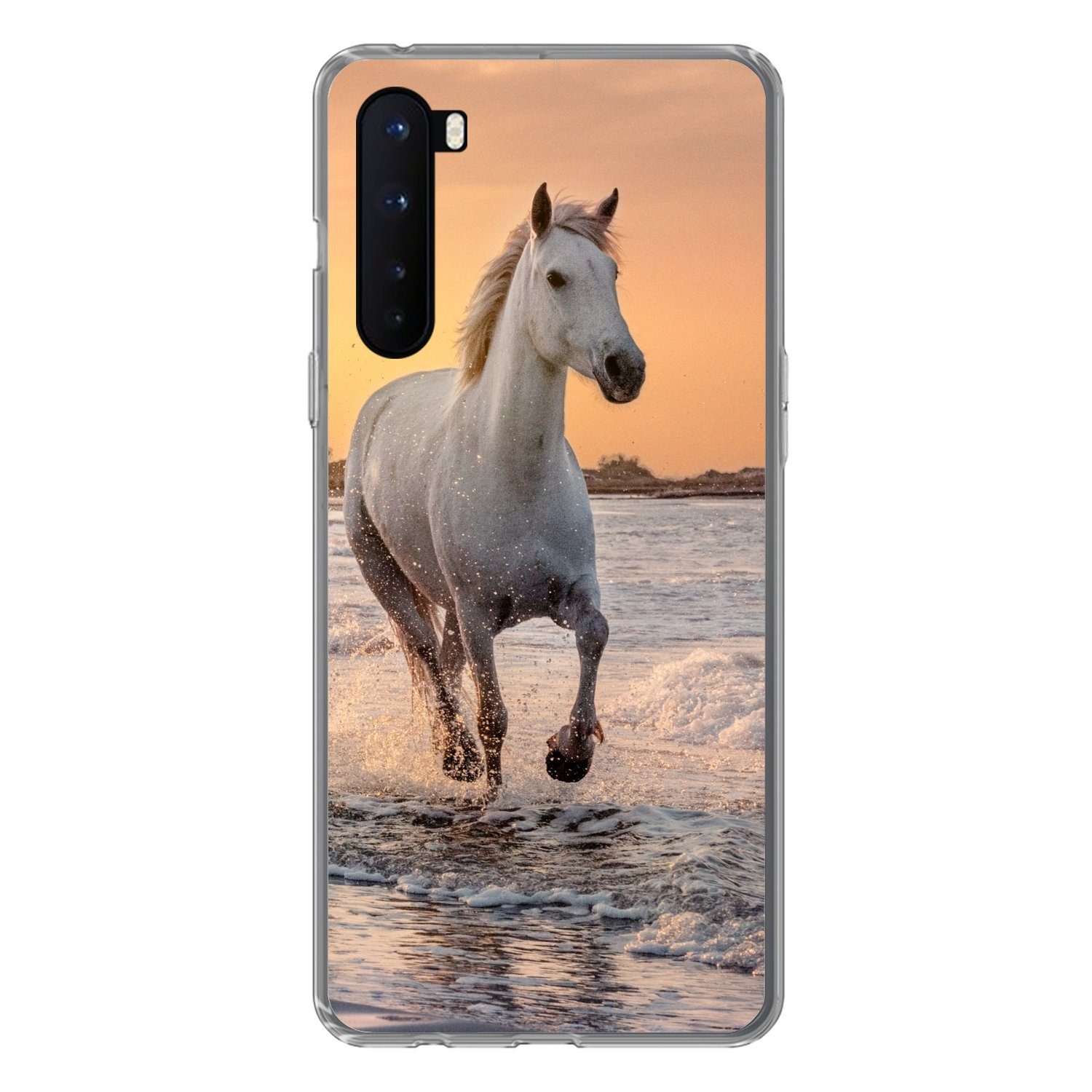 MuchoWow Handyhülle für OnePlus Nord Pferde - Sonne - Meer - Strand - Tiere, Phone Case, Silikon, Schutzhülle Dünn