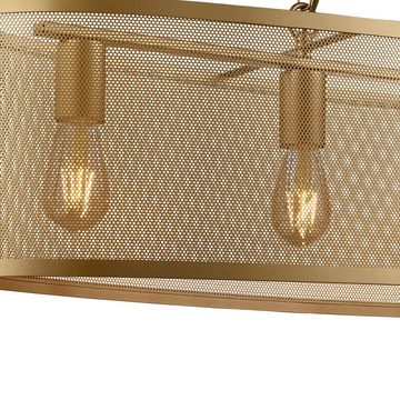 etc-shop LED Pendelleuchte, Leuchtmittel inklusive, Warmweiß, Pendel Decken Lampe Käfig Arbeits Zimmer Hänge Lampe GOLD im