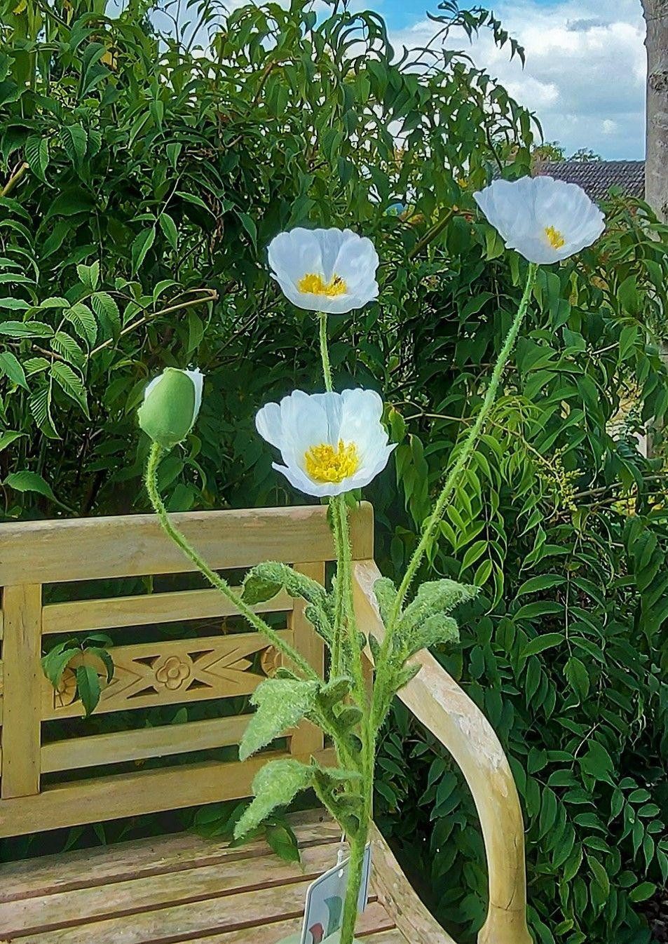 Kunstzweig Künstlicher Zweig Mohn OXANDRINE, Creme-weiß, 60cm Mohnblume, artplants, Höhe 60.0 cm