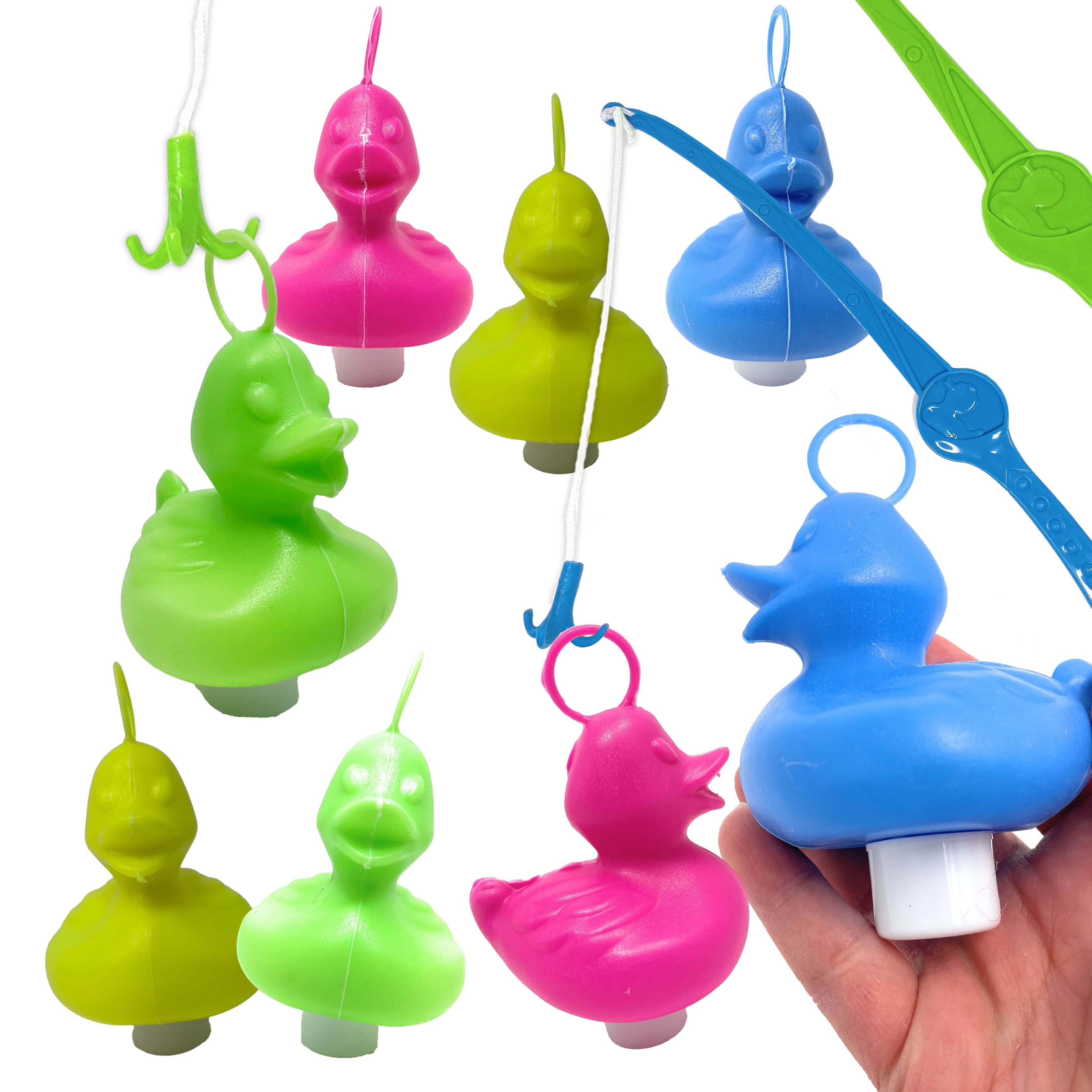 AMLI Spielzeug-Gartenset Entenangeln 8x Bunte Enten inkl. 2 Angeln, Plastikente Öse Angelspiel Kinder