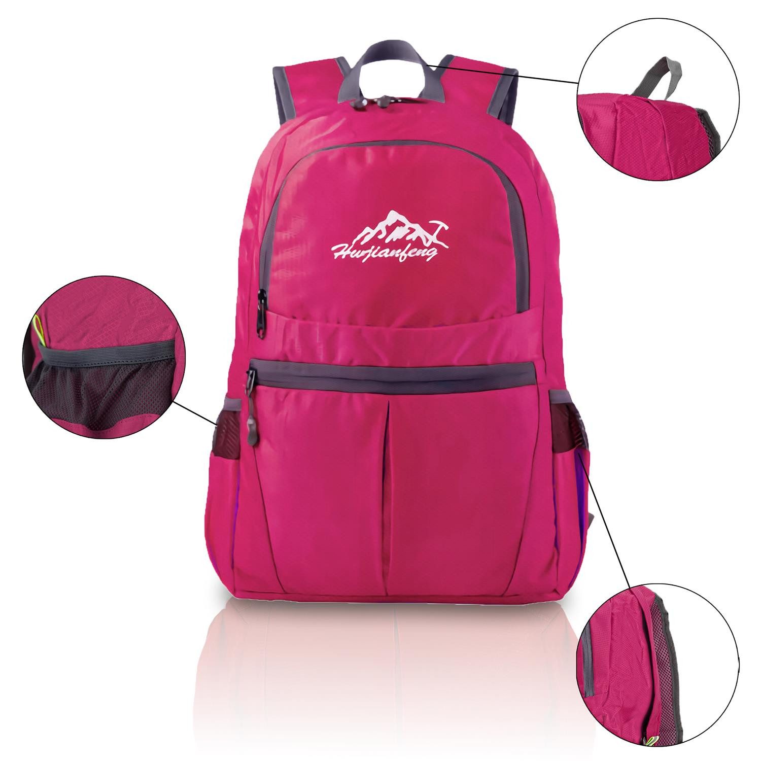 Intirilife Tagesrucksack (Faltbarer Rucksack Ultraleicht in Pink, 1-tlg), 36L Unisex Wanderrucksack Wasserdicht