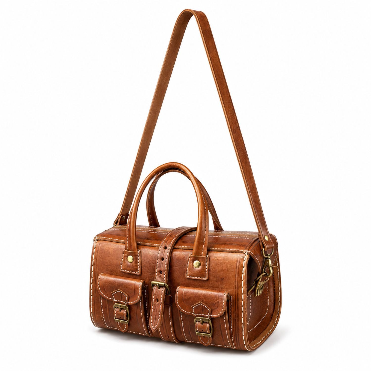 Marrakesch Orient & Mediterran Interior Reisetasche Moderne Vintage-Ledertasche Romy handgefertigt aus Leder, Braun, 30 cm (1-tlg)