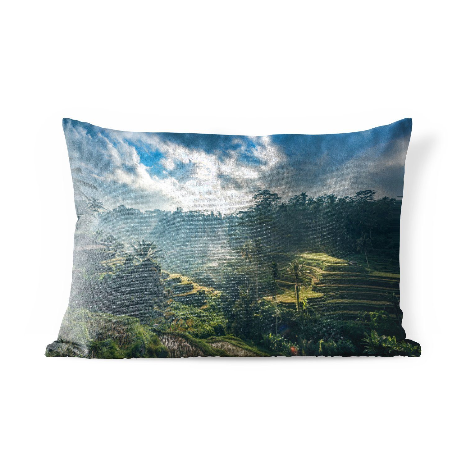 Dekokissenbezug, Indonesien, Dekokissen Kissenhülle Landschaft Polyester, Outdoor-Dekorationskissen, in MuchoWow