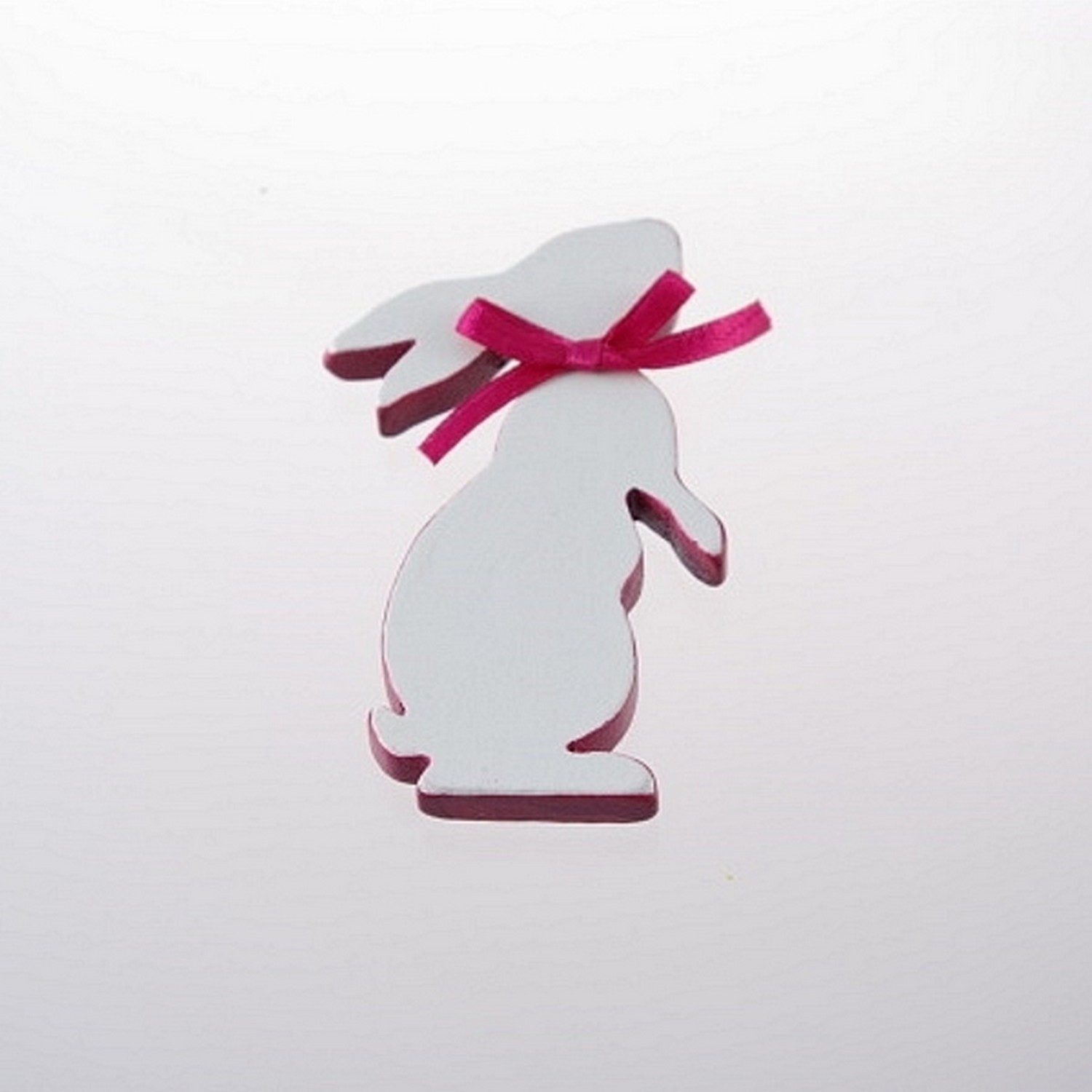 Deko AS Osterhase Holzhase Osterhase mit Schleife weiß-fuchsia - 8 cm - 12 Stück - A … (12 St., 1 VE = 12 Stück), Mit Satinschleife in Pink
