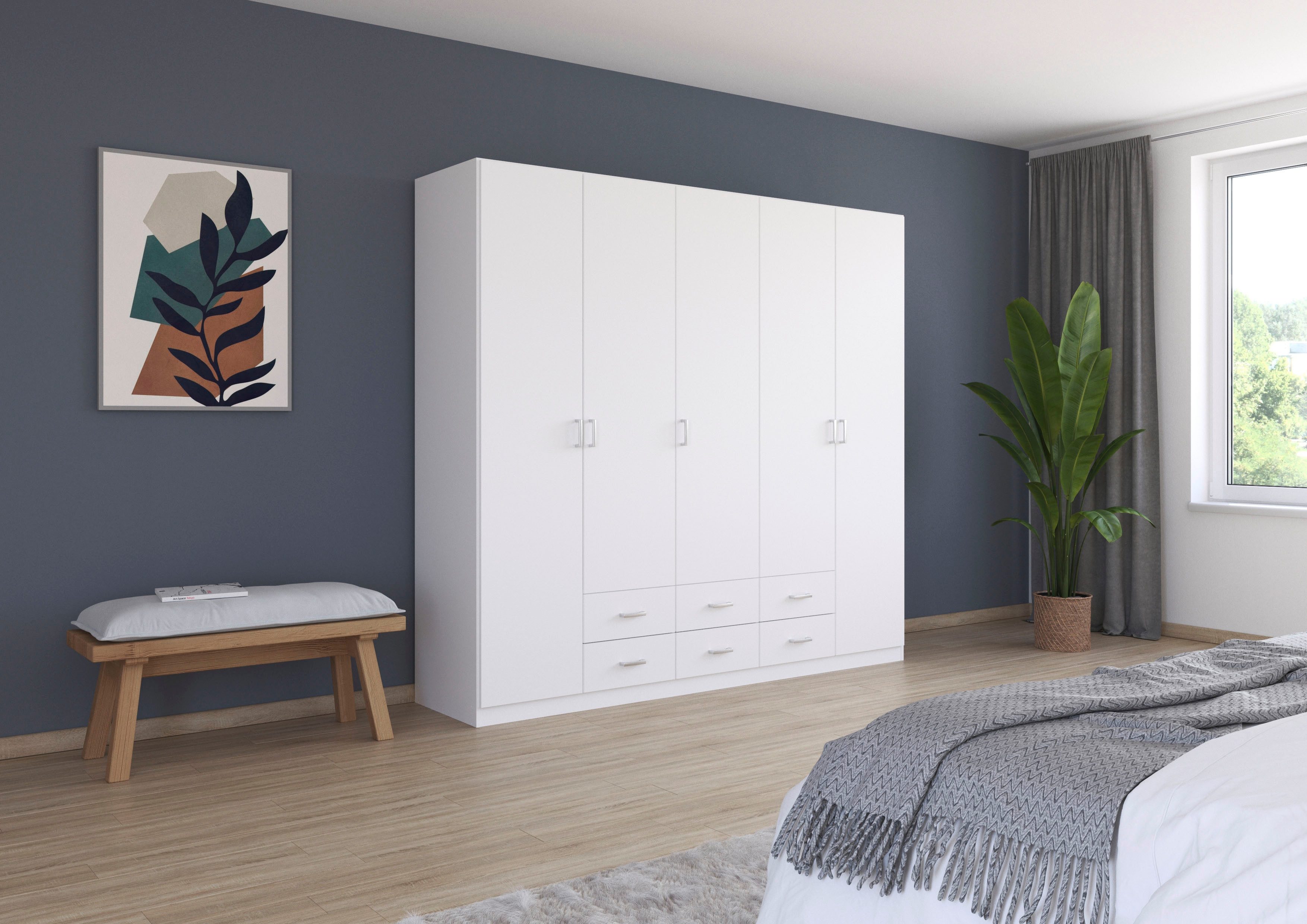rauch Drehtürenschrank Kleiderschrank Garderobe GAMMA Breiten 226 cm (in 3 Ausstattungen BASIC/CLASSIC/PREMIUM (inkl. SOFT-CLOSE-Funktion) mit Schubladen, verschiedene Griff-Varianten TOPSELLER MADE IN GERMANY