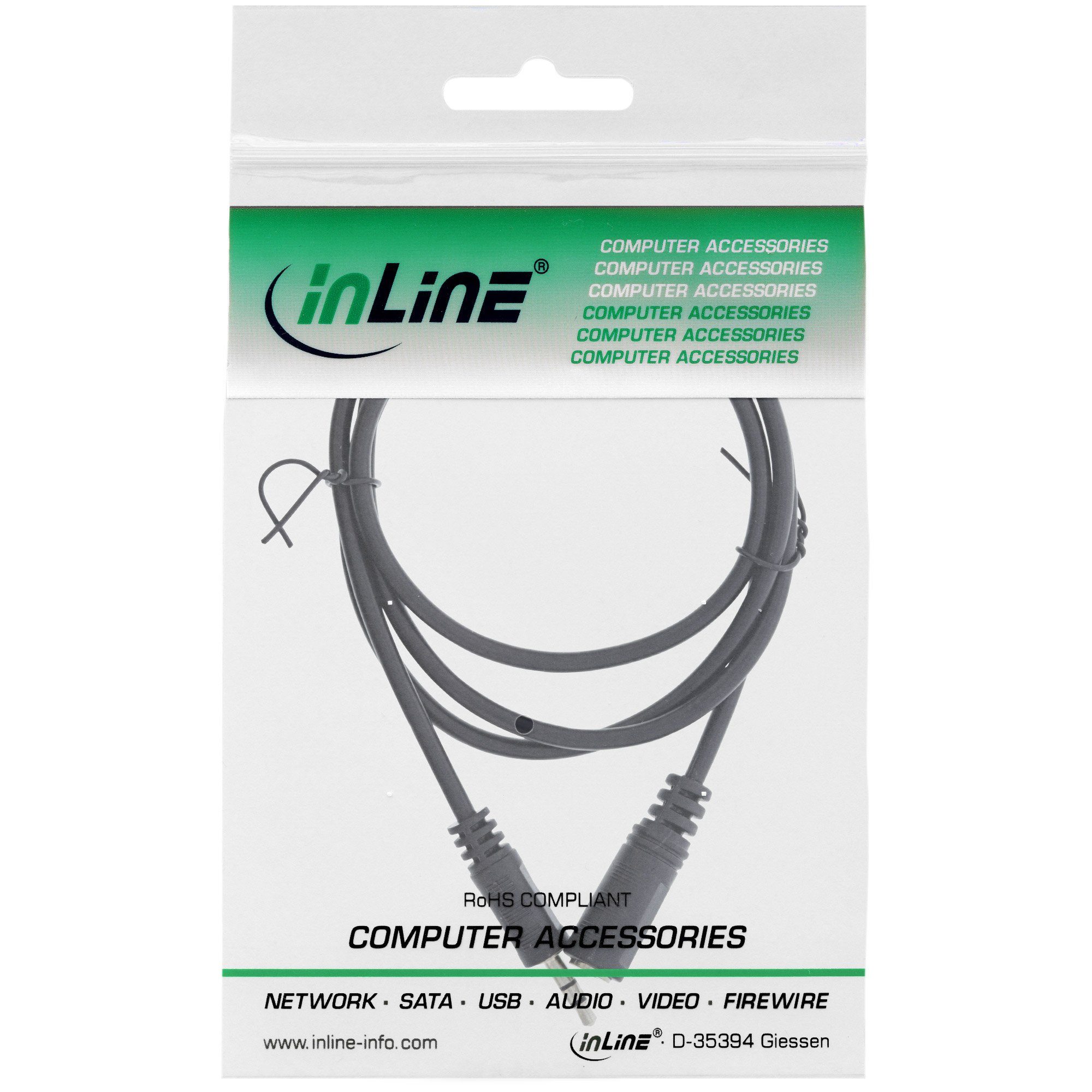 Inline InLine® Klinke Verlängerung, 3,5mm Klinke Stecker / Buchse, Stereo, 3m Audio-Kabel