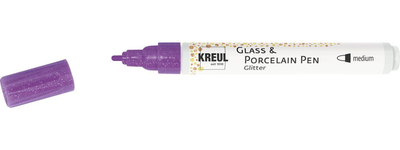Glass 1-3 Glitter Kreul Pen Künstlerstift & violett, Porcelain Kreul