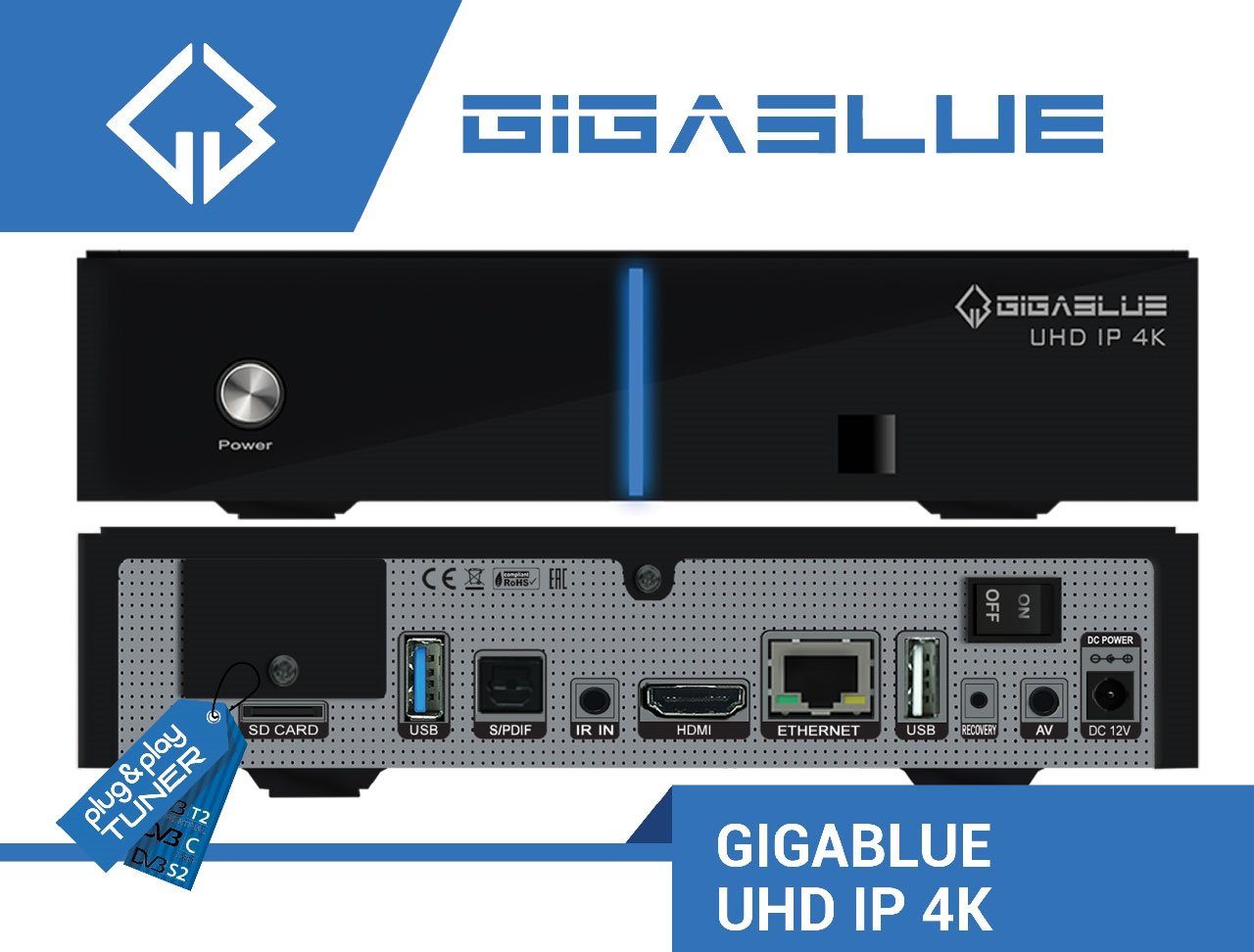 Gigablue GigaBlue IPBOX UHD IP 4K Ultra E2 IPTV Multiroom Receiver, 1x DVB-S2x Satellitenreceiver