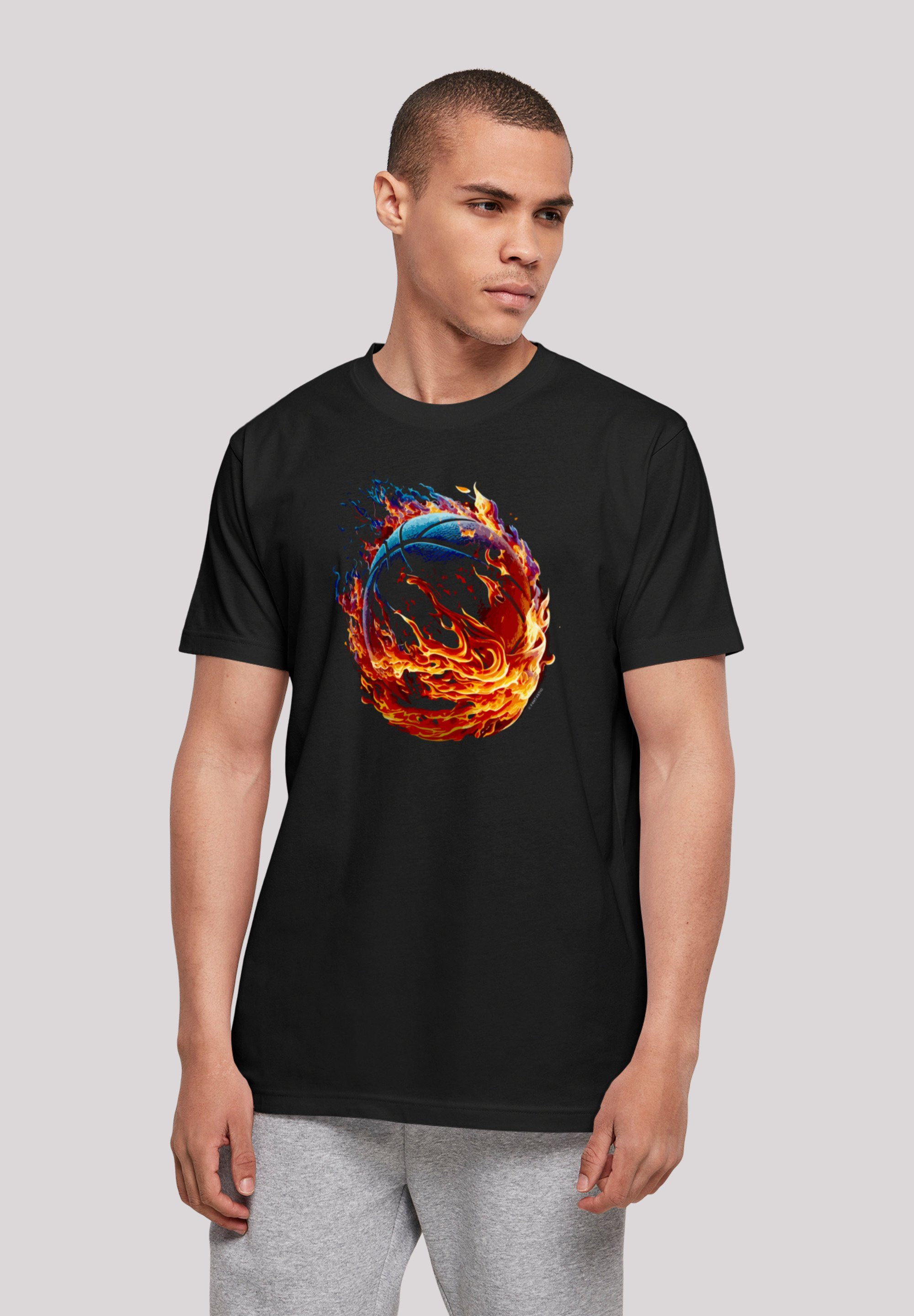 Tragekomfort T-Shirt F4NT4STIC Sehr Basketball UNISEX Baumwollstoff Sport Fire On Print, hohem mit weicher