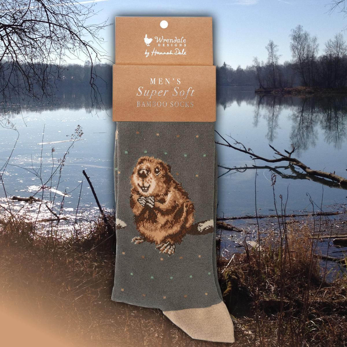 Wrendale Freizeitsocken Wrendale Designs Herren Bambus Socken Biber (Paar)