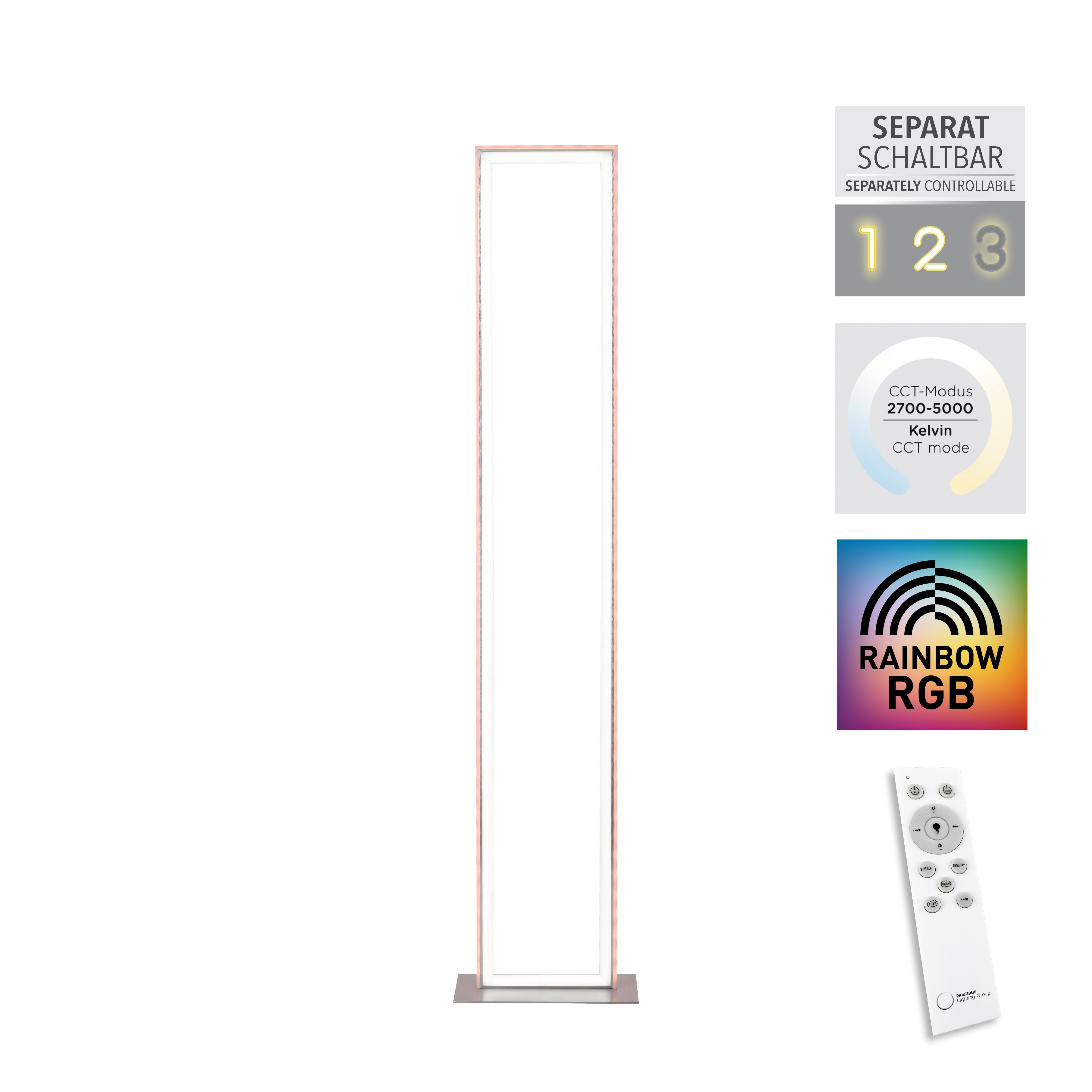 Leuchten Direkt Stehlampe inkl.,Schalter - LED, kaltweiß, CCT LED FELIX60, - Infrarot über RGB-Rainbow, Fernbedienung, integriert, fest warmweiß