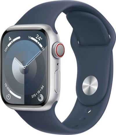 Apple Watch Series 9 GPS + Cellular 41mm Aluminium S/M Smartwatch (4,1 cm/1,61 Zoll, Watch OS 10), Sport Band