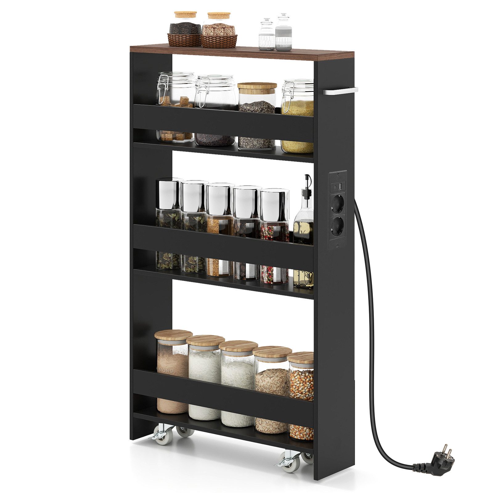 COSTWAY Küchenwagen, mit Ladestation Nischenwagen 13cm Breit schmal auf Rol günstig online kaufen