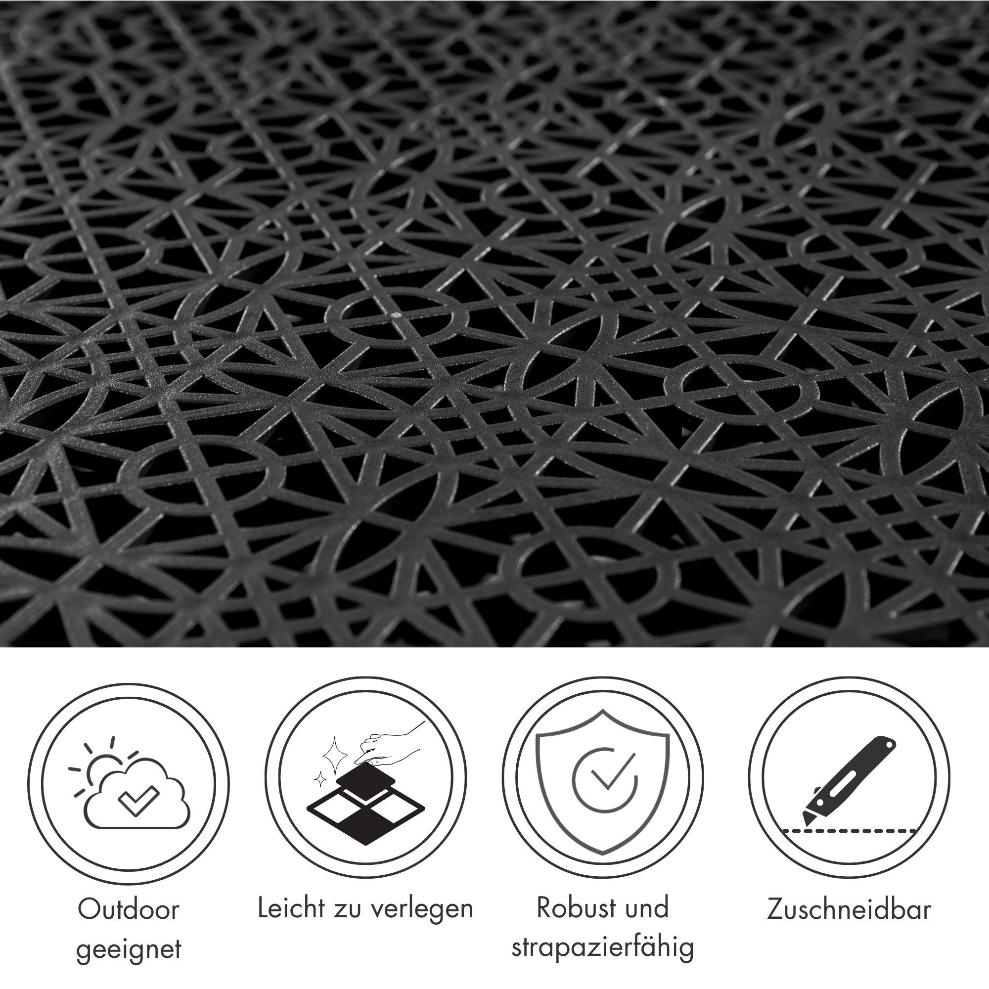 Andiamo Kunststoff-Fliesen Terra Sol, Terrassenfliesen, wetterfest, Made in Switzerland, Set, 7 St., erhältlich mit 7 Stück (1 qm), 14 Stück (2 qm) oder 35 Stück (5 qm), Klickfliesen, 38x38 cm, Balkon Bodenbelag, UV-beständig