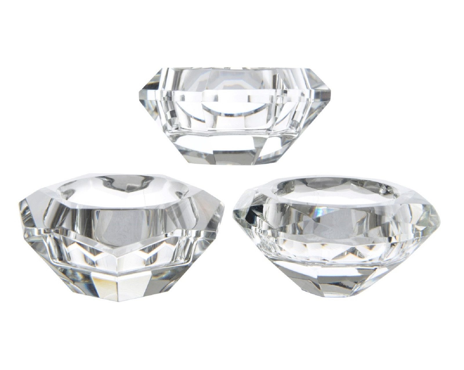 Kaemingk Teelichthalter Teelicht Glasteelicht Diamant klar Ø 7x 3,5 cm Stückpreis