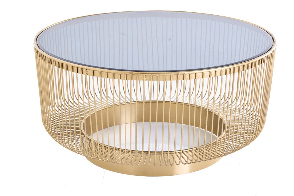 riess-ambiente Couchtisch VARIATION Ø80cm gold / schwarz (Einzelartikel, 1-St), Wohnzimmer · Schwarzglas · Metall -Gestell · rund · handmade · Design