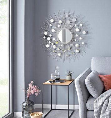 Leonique Dekospiegel Spiegel, silber, Wandspiegel, Sonne, rund, Ø 81 cm, Rahmen aus Metall