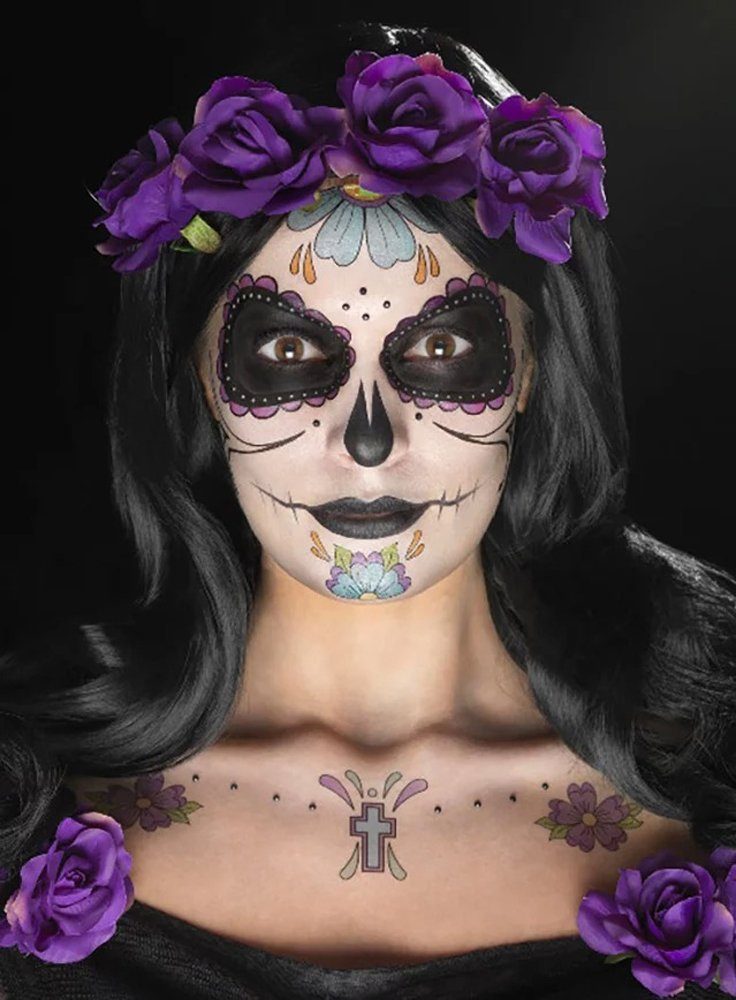 Theaterschminke Dia de los Muertos schwarz-lila