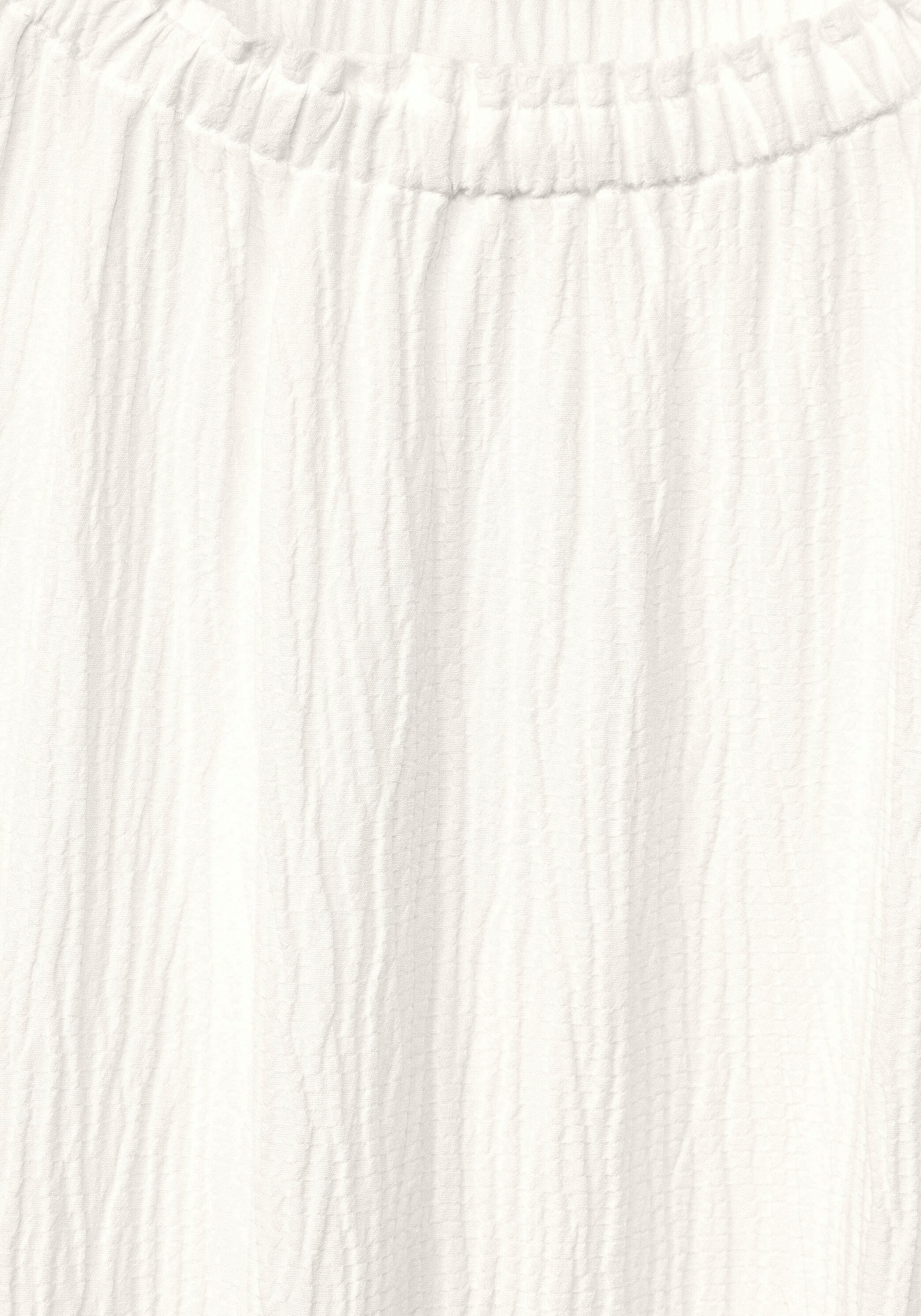 Ausschnitt white gekräuseltem Crinklebluse mit vanilla Cecil