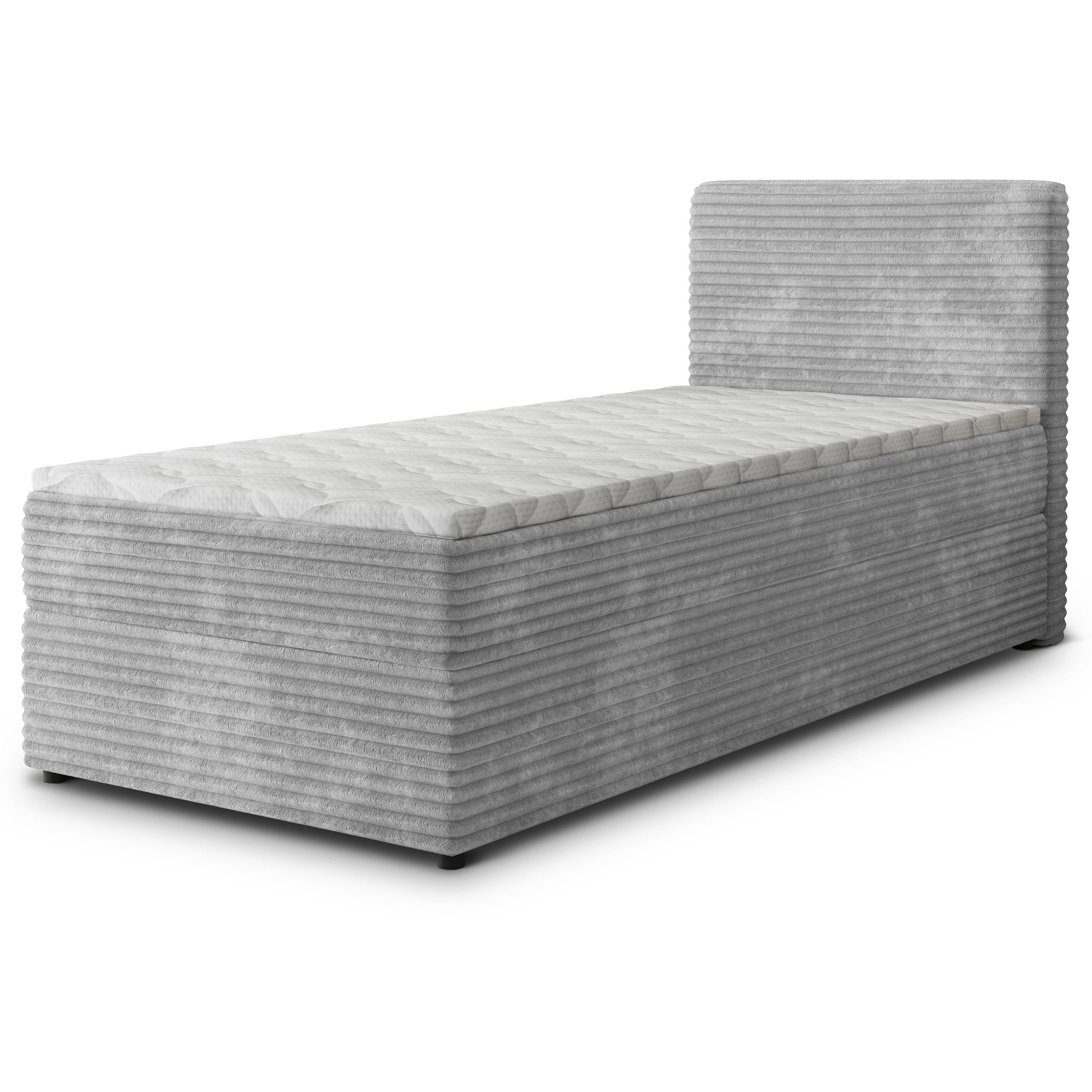 Masseno Boxbett PISA 80x200 cm mit Bonell Matratze und Topper, Einzelbett, Jugendbett, Polsterbett mit Kopfteil, Boxspringbett