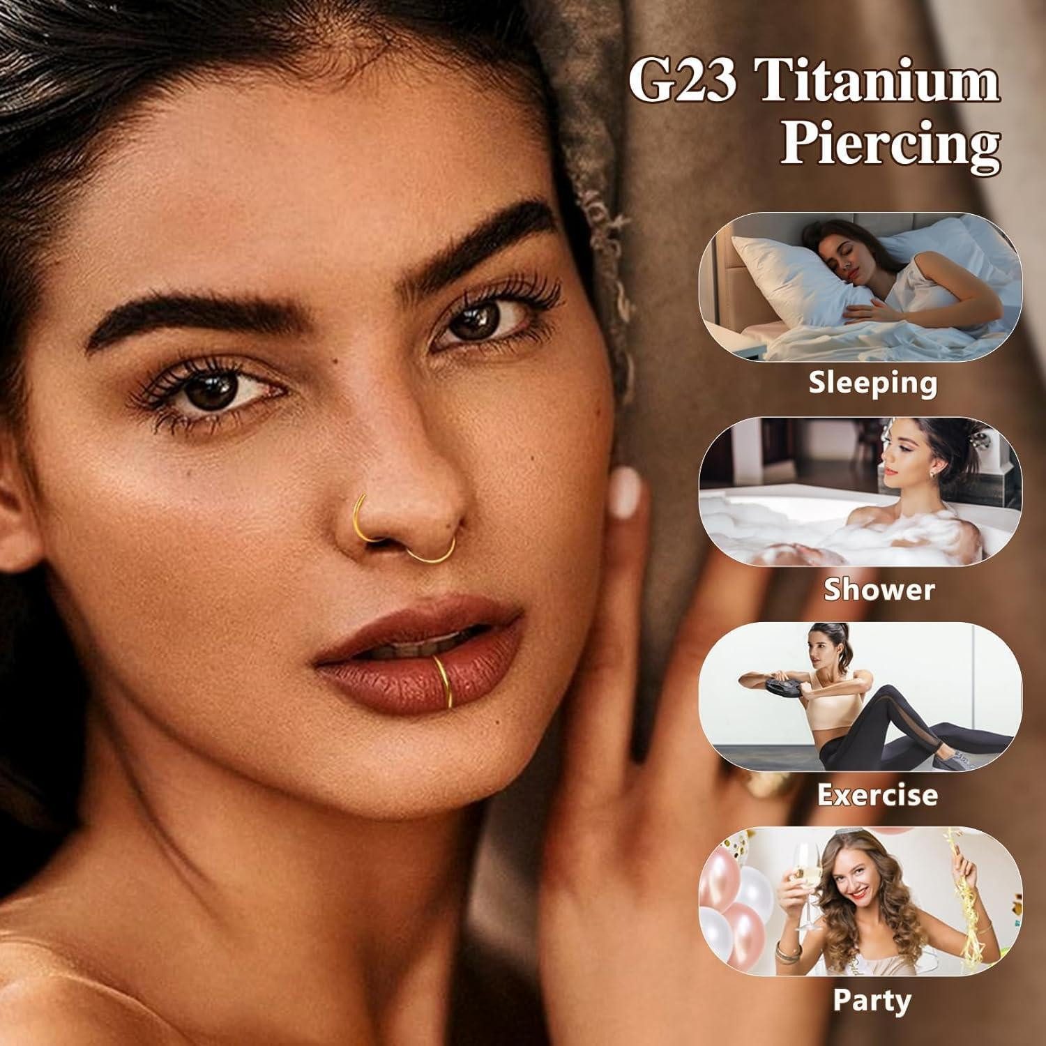 LuxusKollektion Nasenpiercing Nasenpiercing Nasenring Septum Titan Fake Gold-B (20g)0.8mm----10mm