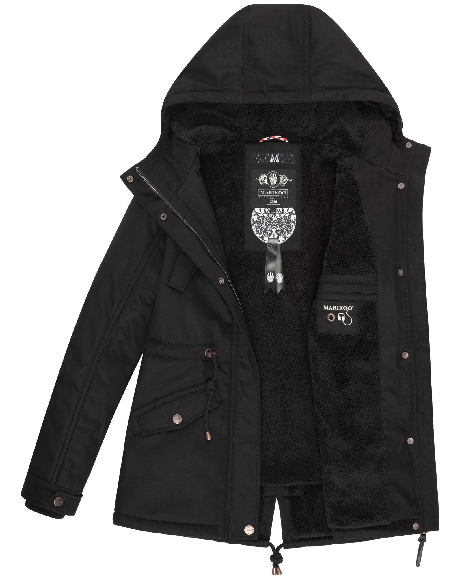 Marikoo Winterjacke Manolya stylischer Kurzmantel mit weichem Teddyfell-Futter