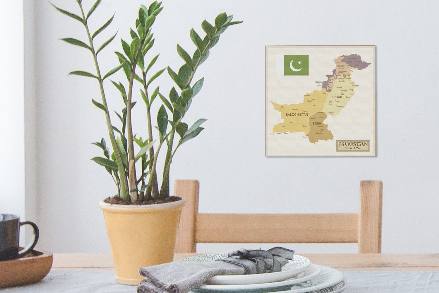 von (1 Karte St), Pakistan, Bilder einer Schlafzimmer bunten Leinwandbild Wohnzimmer Leinwand OneMillionCanvasses® für Illustration