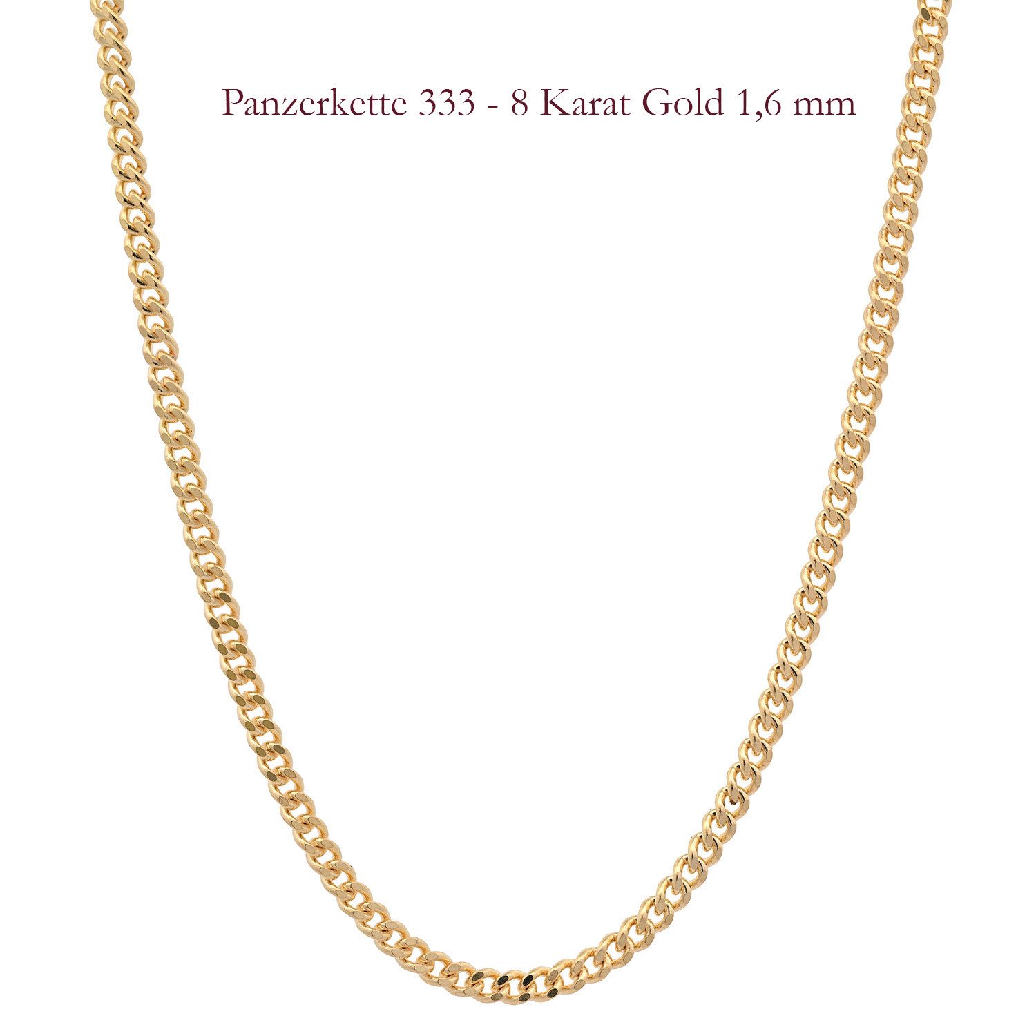 HOPLO Panzerkette Goldkette Panzerkette Länge 38cm - Breite 1,6mm - 333-8 Karat Gold, Made in Germany – Bild 3 von 5