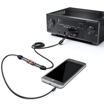 deleyCON deleyCON HQ Cinch zu Klinken Adapter- 3,5 Klinken Stecker zu 2x RCA Audio-Kabel