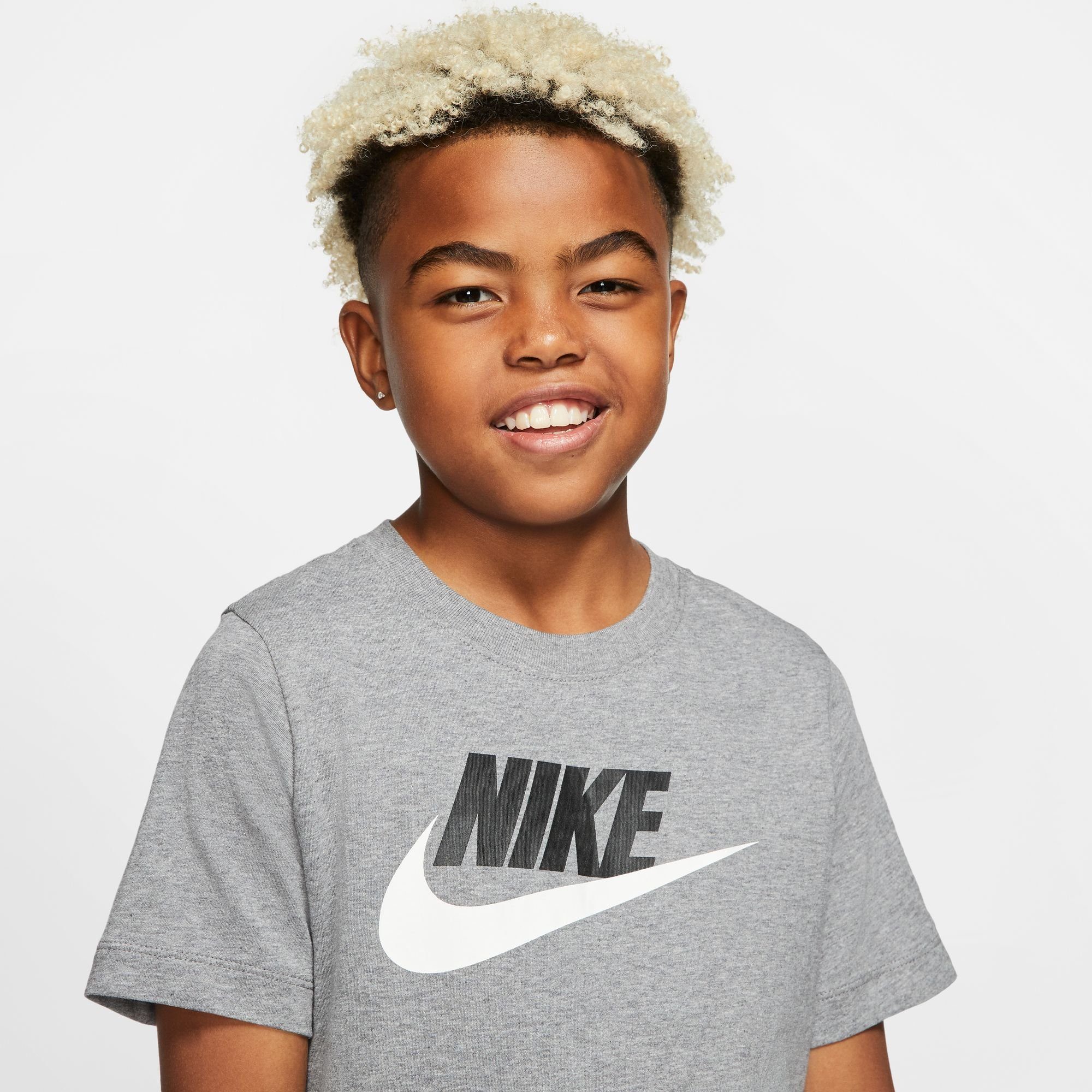 KIDS' T-Shirt COTTON grau-meliert BIG Sportswear Nike T-SHIRT