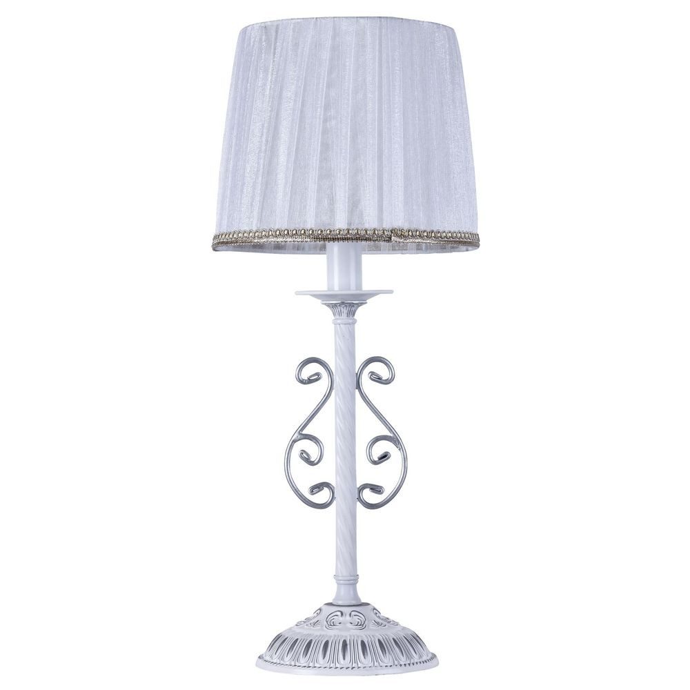 Maytoni Tischleuchte Tischleuchte Sunrise Satin Stoffschirm Perlweiß