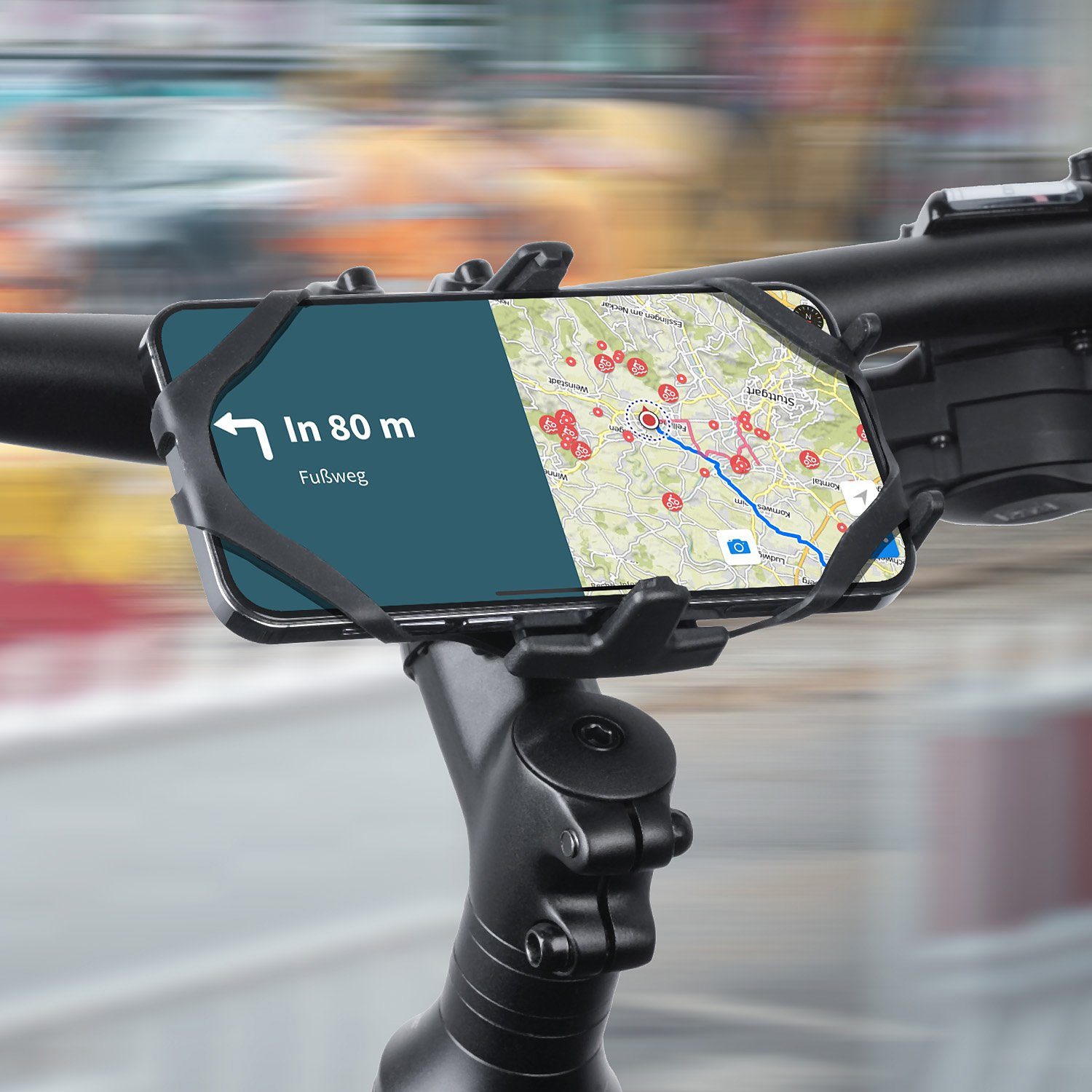 Wicked Chili Smartphone-Halterung Universal Handy Halter Fahrrad Lenker Halterung, (1er Set, Made in Germany)