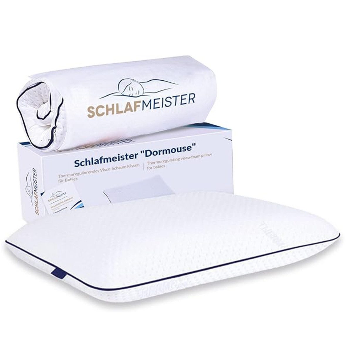 Schlafmeister Kopfkissen Kinderkissen Memory Foam mit waschbarem Bezug 45 x 30 x 8 cm, Bezug: Baumwolle