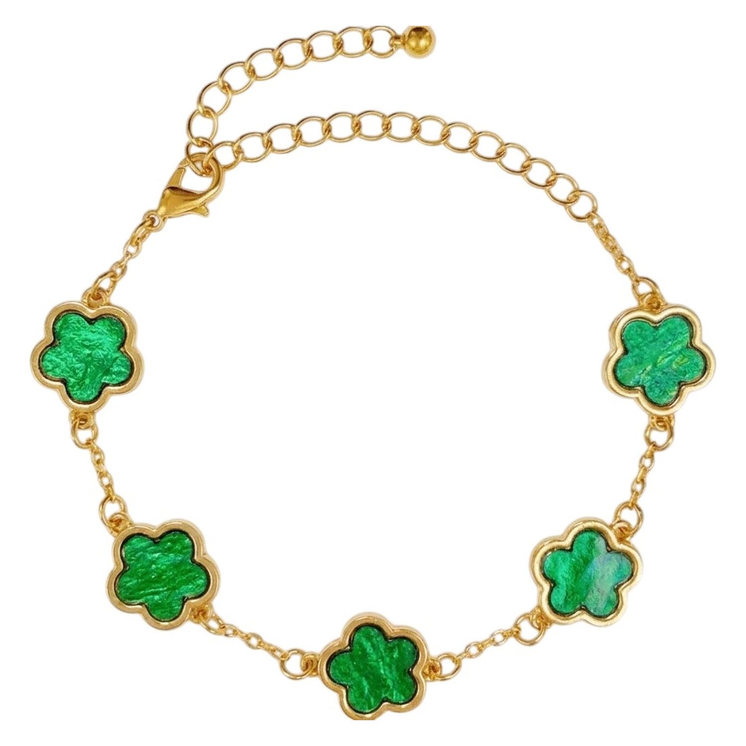 KARMA Armband Damen Blumen Gold Schwarz Weiß Grün od. Braun (chmuck für Frauen Damenarmband Blumenarmband, 1-tlg., modern Armkettchen Karabinerverschluss S)