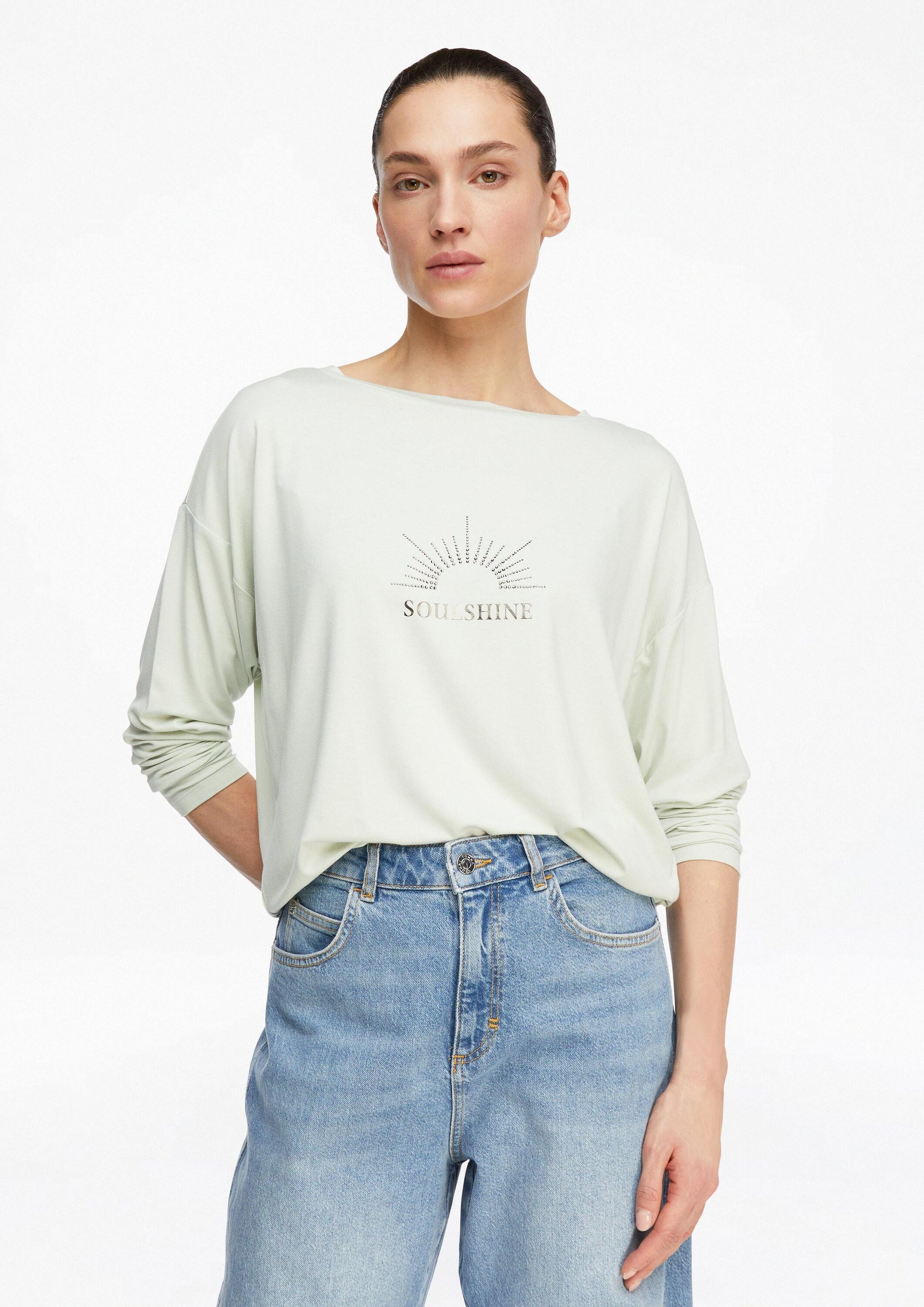 comma Langarmshirt T-Shirt Viskosemixshirt im Relaxed Fit