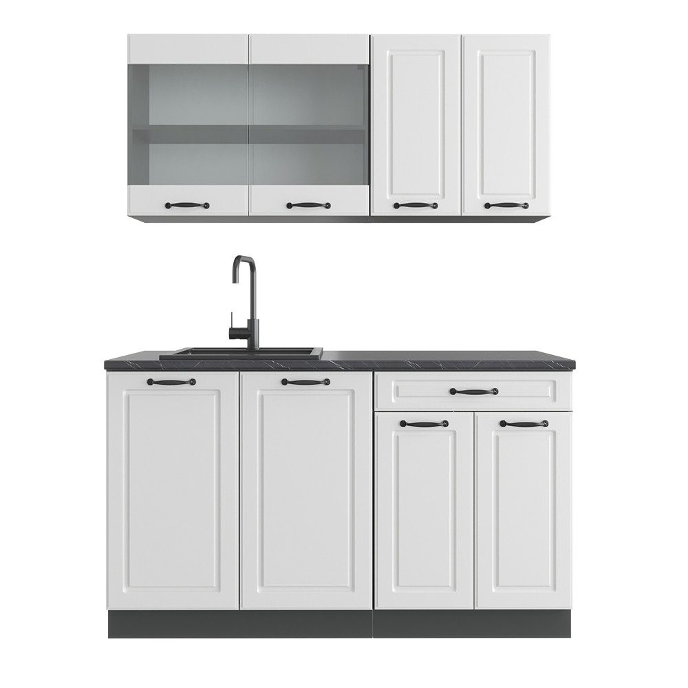 Vicco Küchenzeile R-Line, Weiß Landhaus/Anthrazit, Ohne günstig online kaufen